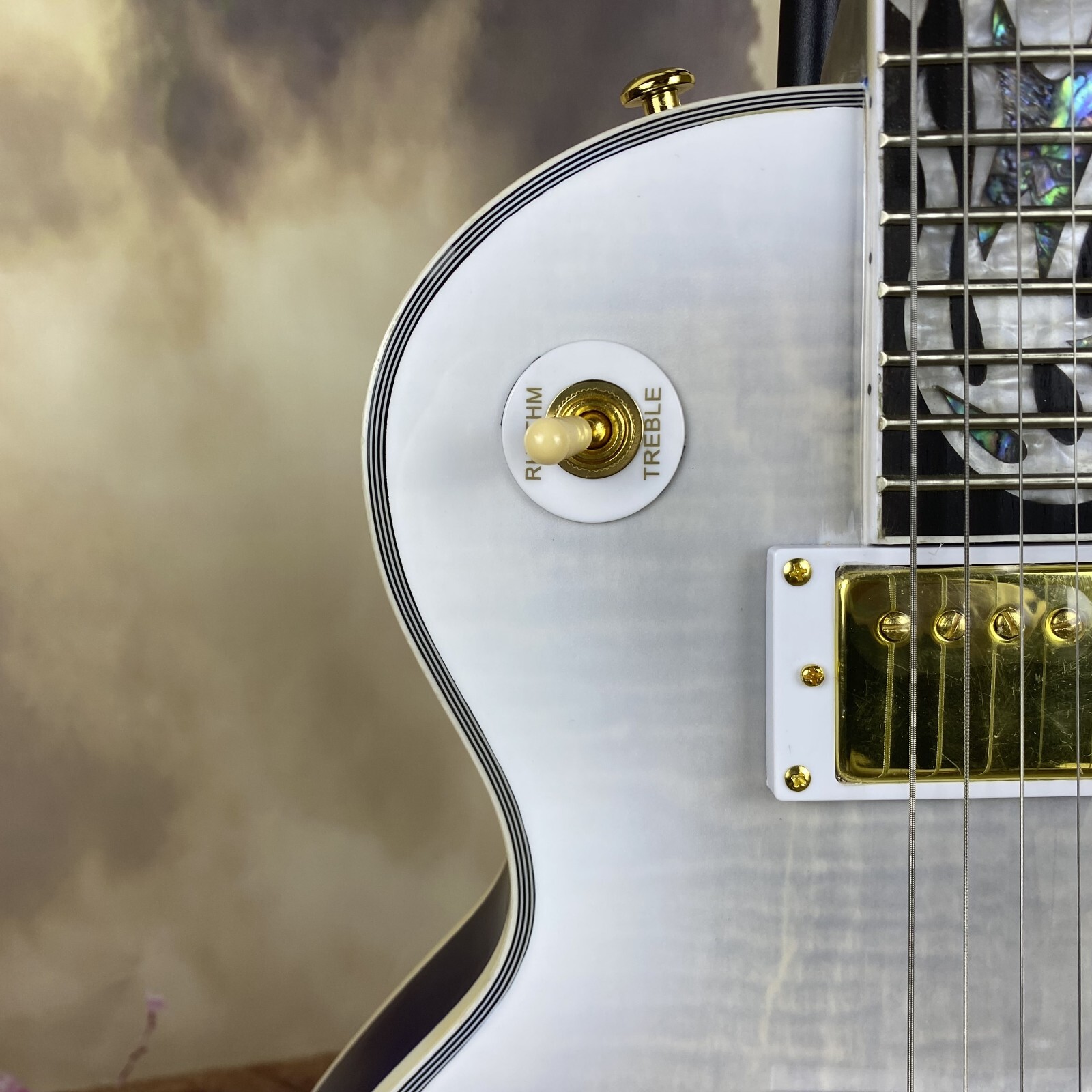 Custom 6 String Electric Guitar Gold Hardware Flame Maple Shell Abalone Inlay