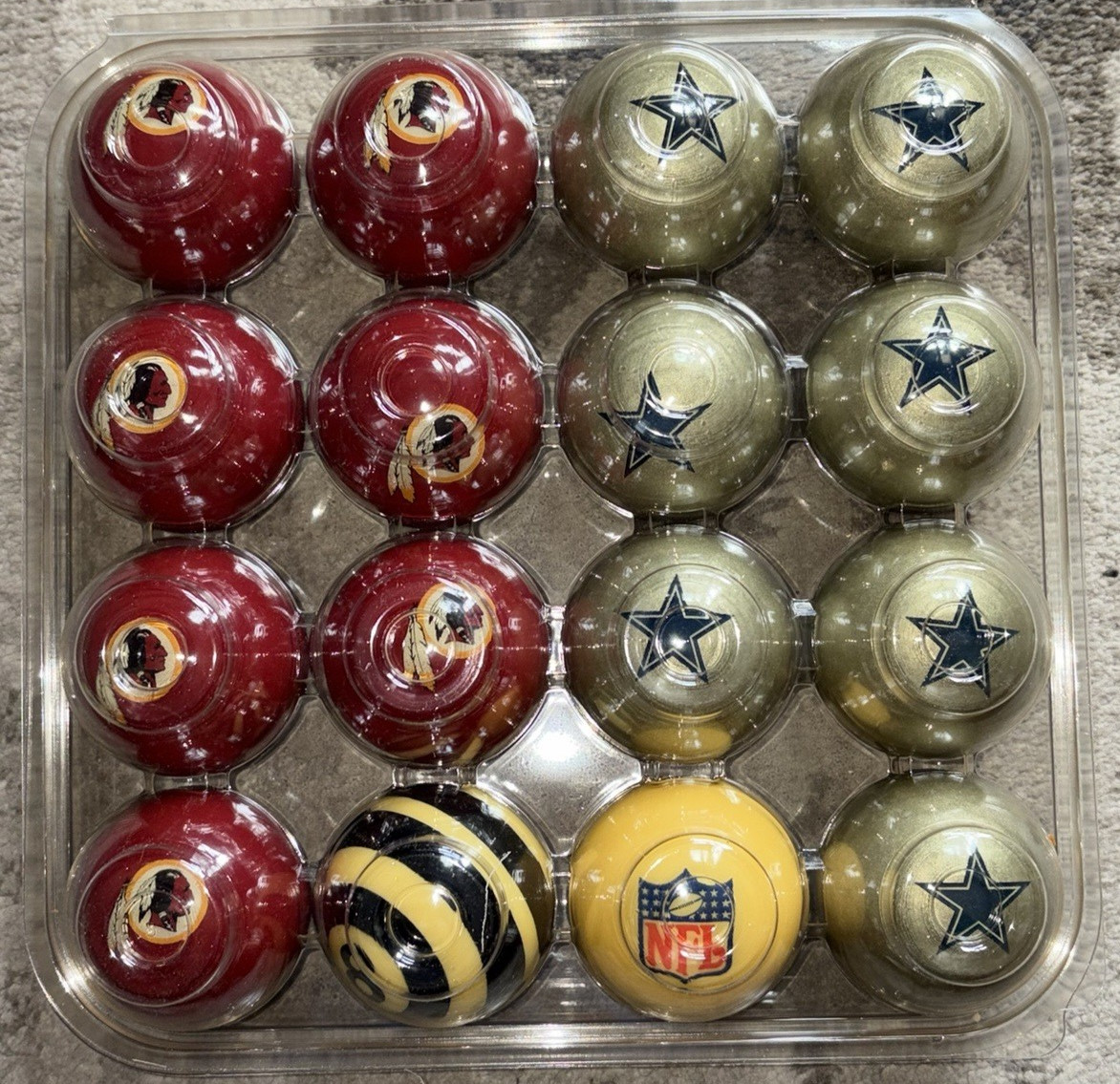 NIB VERY RARE NFL Aramith Billiard Balls -  WASHINGTON REDSKINS / DALLAS COWBOYS