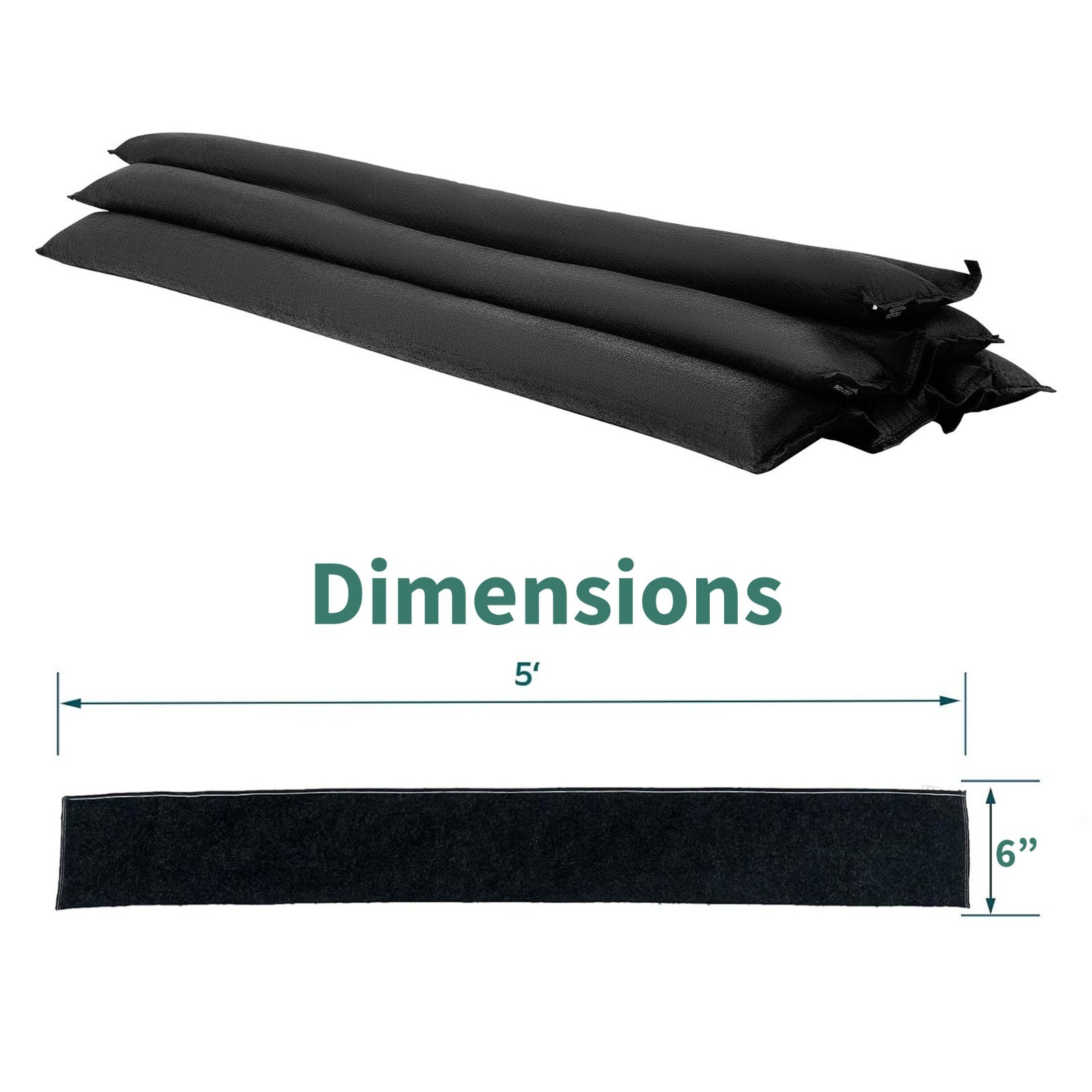 5FT Flood Barrier, Water Activated Sandless Bags -3 Pack- Reusable Water Control