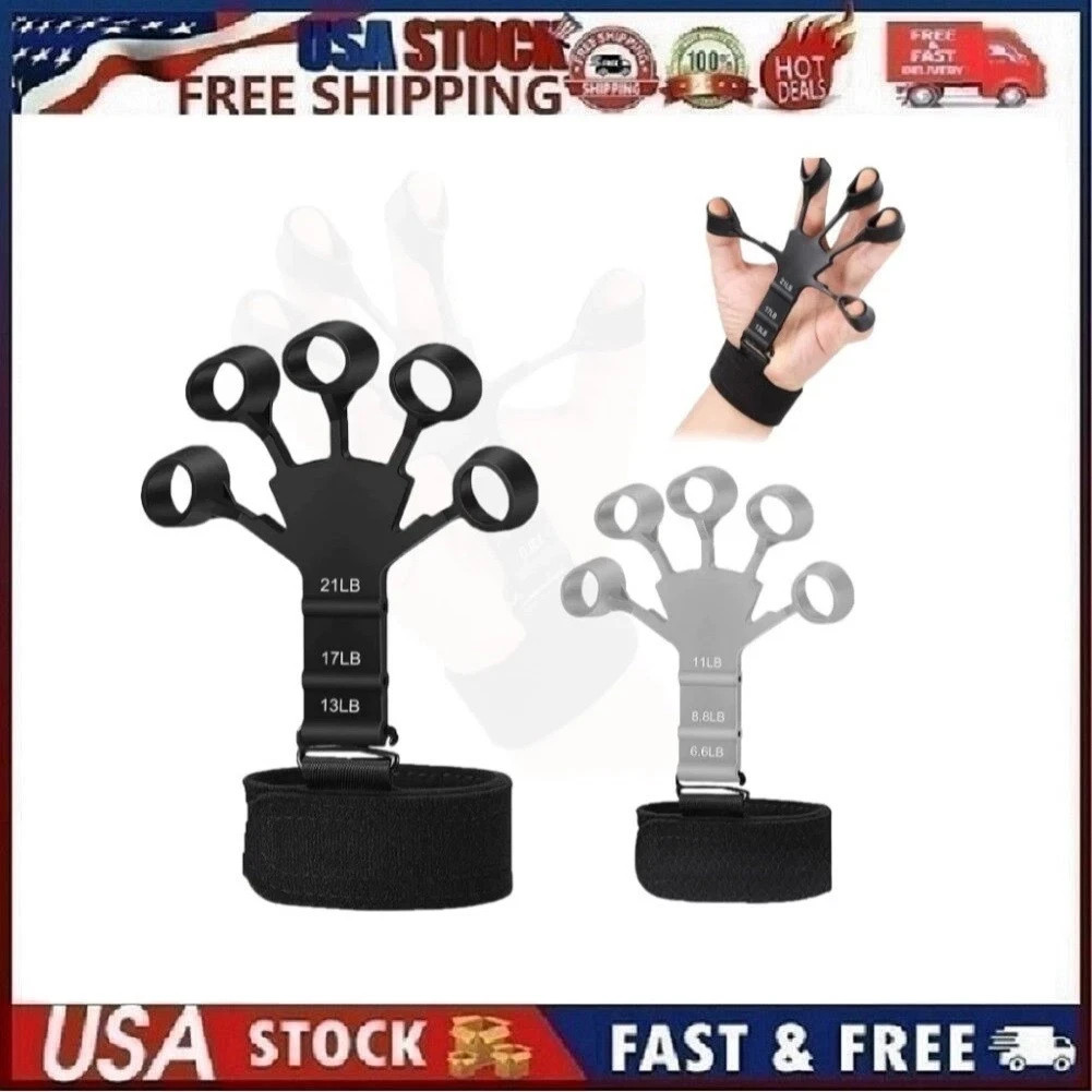 Grip Strength Trainer, Finger & Hand Strengthener Black+Grey, (2PCS)