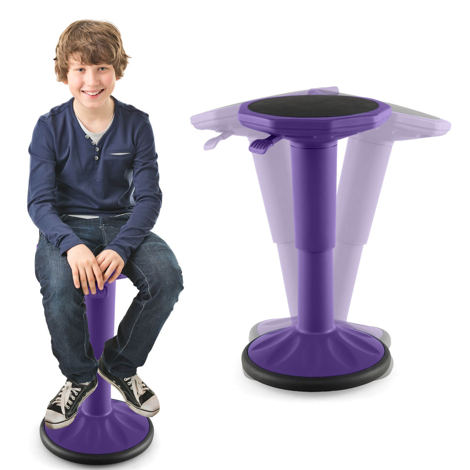 Kids Active Motion Stool Ergonomic Wobble Chair w/ Adjustable Height Purple