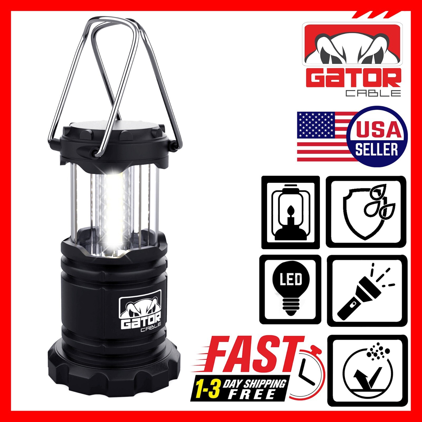 2-Pack Camping LED Bright Emergency Lantern Light Lamp Portable Battery Powered