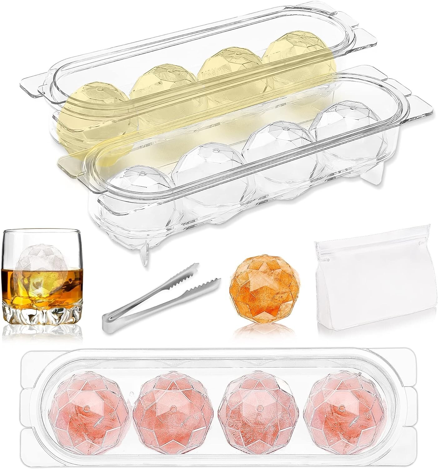 Ice Ball Maker Mold, 2 Inch Large Round Ice Cube Mold for Whiskey, Cocktails & B