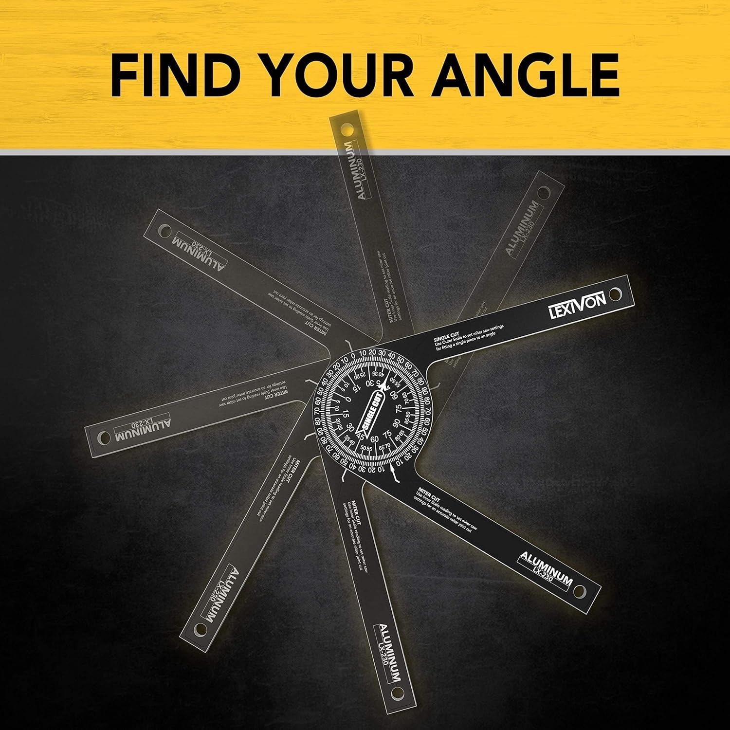 7-Inch Rust-Proof Angle Finder with Laser Engraved Scales - Adjustable & Durable