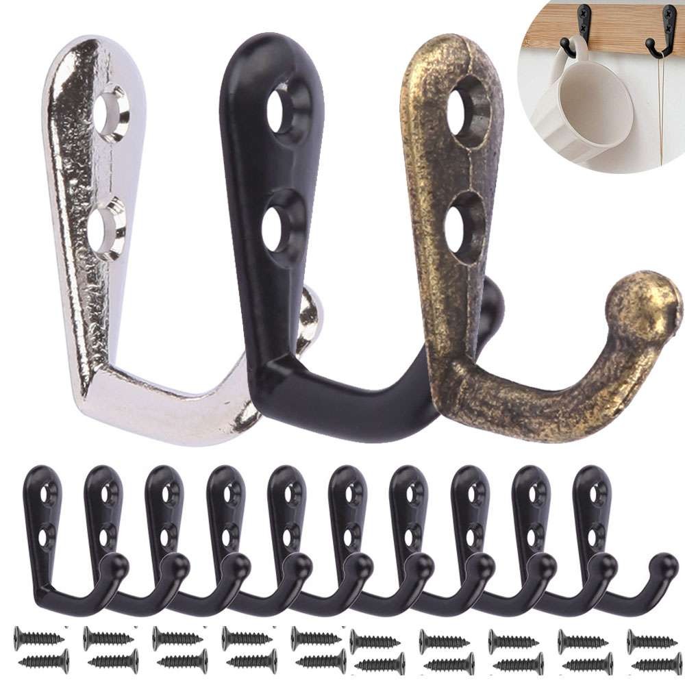 10 PCS Coat Hooks Wall Mounted, Premium Heavy Duty Metal Wall Hooks for Cloth
