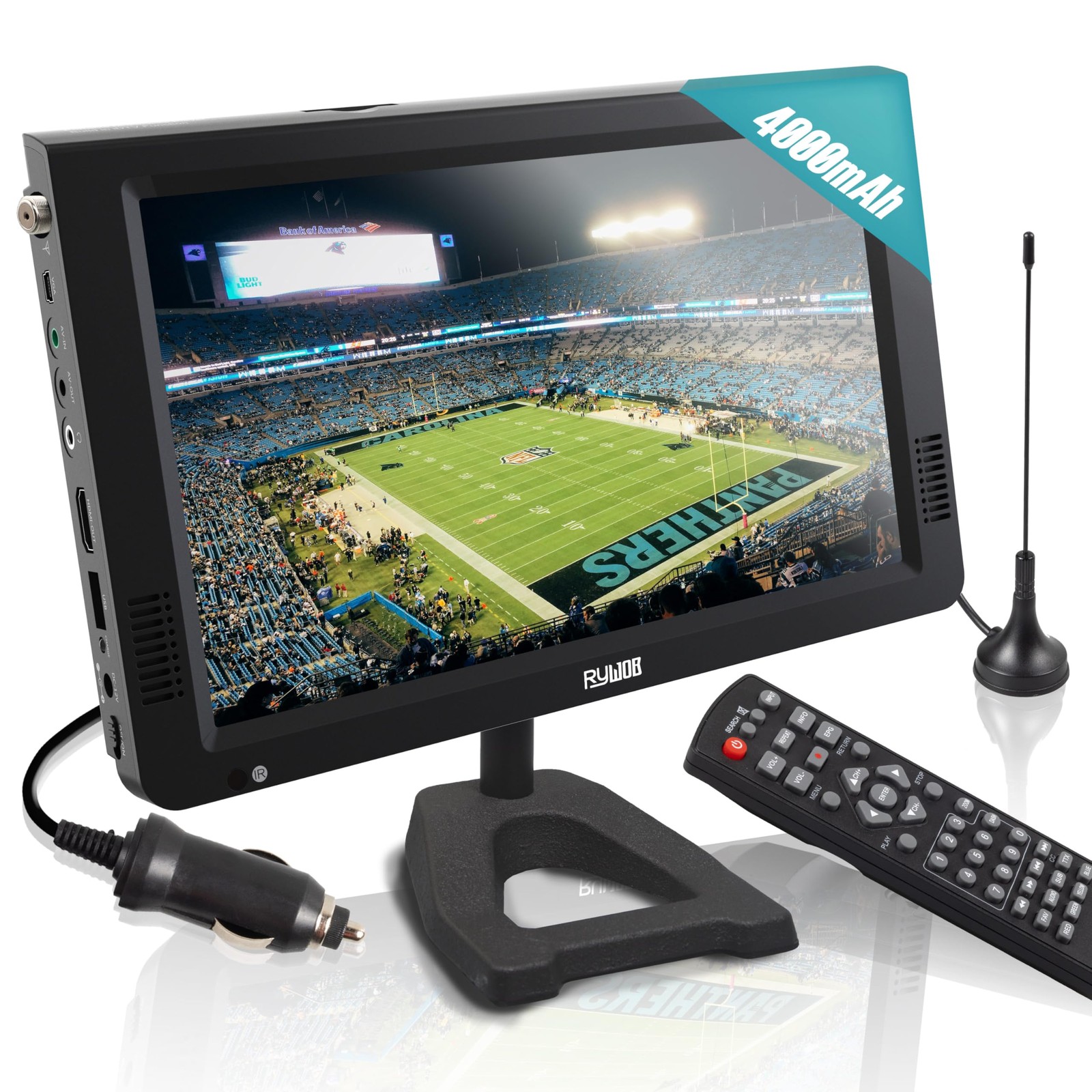 Rywob 10" Portable TV,Battery TV with USB/SD/HDMI Input,Mini 10 inches
