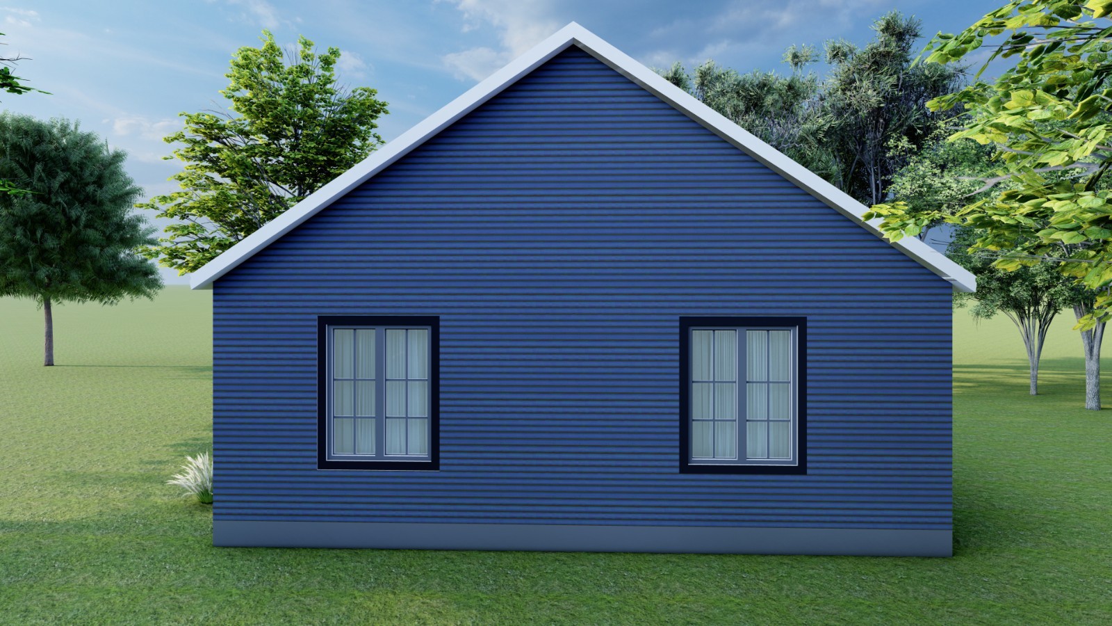 460sqft Two Bedroom Tiny Home ADU Design Plans – Floor Plan, Elevations