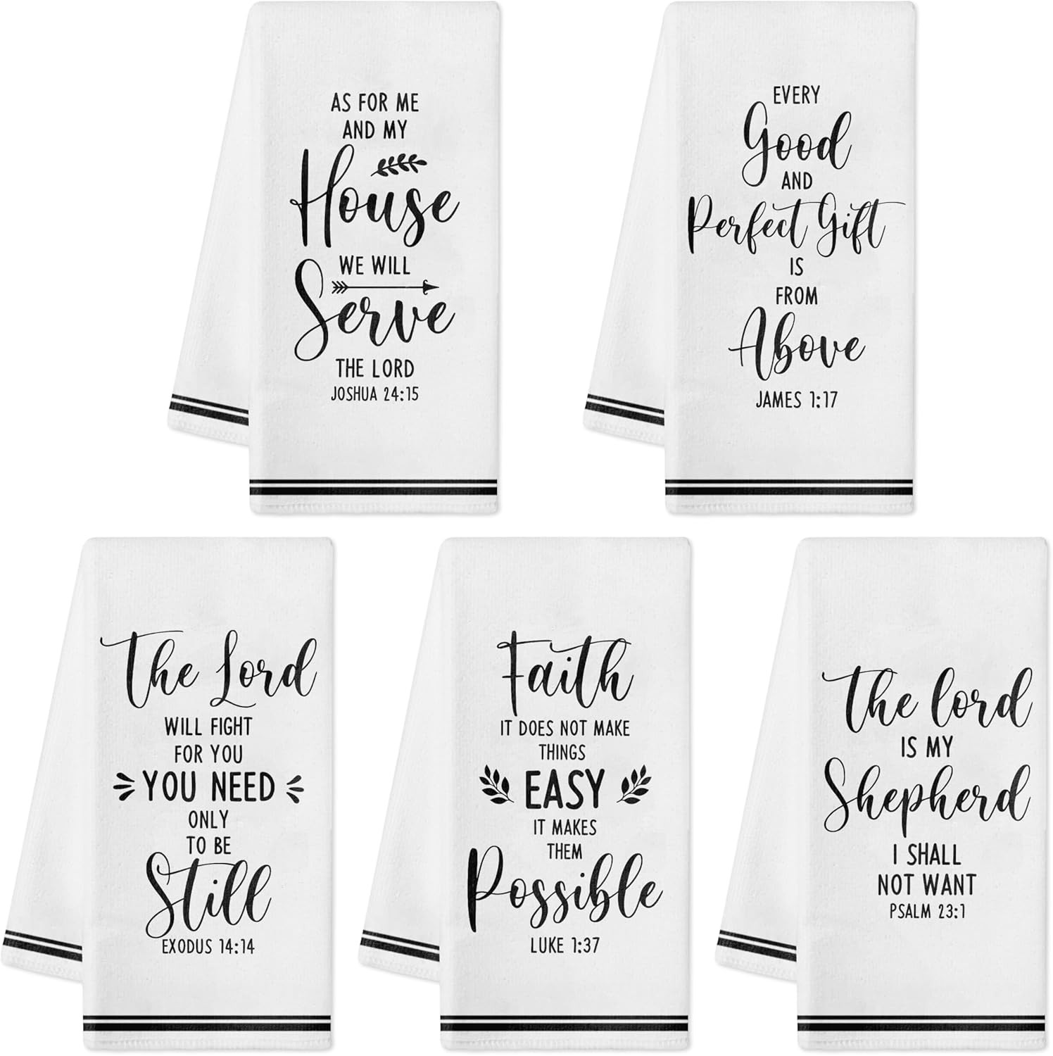 5Pcs Religious Christian Kitchen Dish Towel, Bible Verse Absorbent Quick Dry Clo