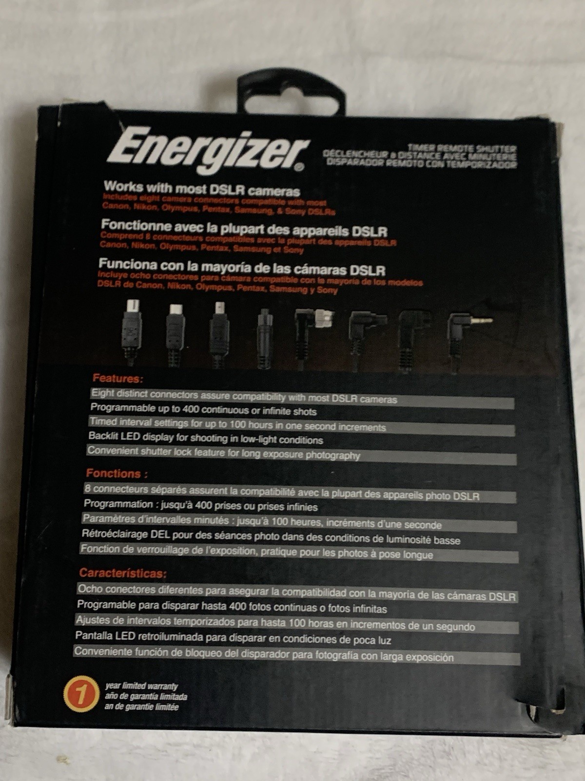 Energizer, Timer Remote Shutter, Works With Most DSLR Cameras, New
