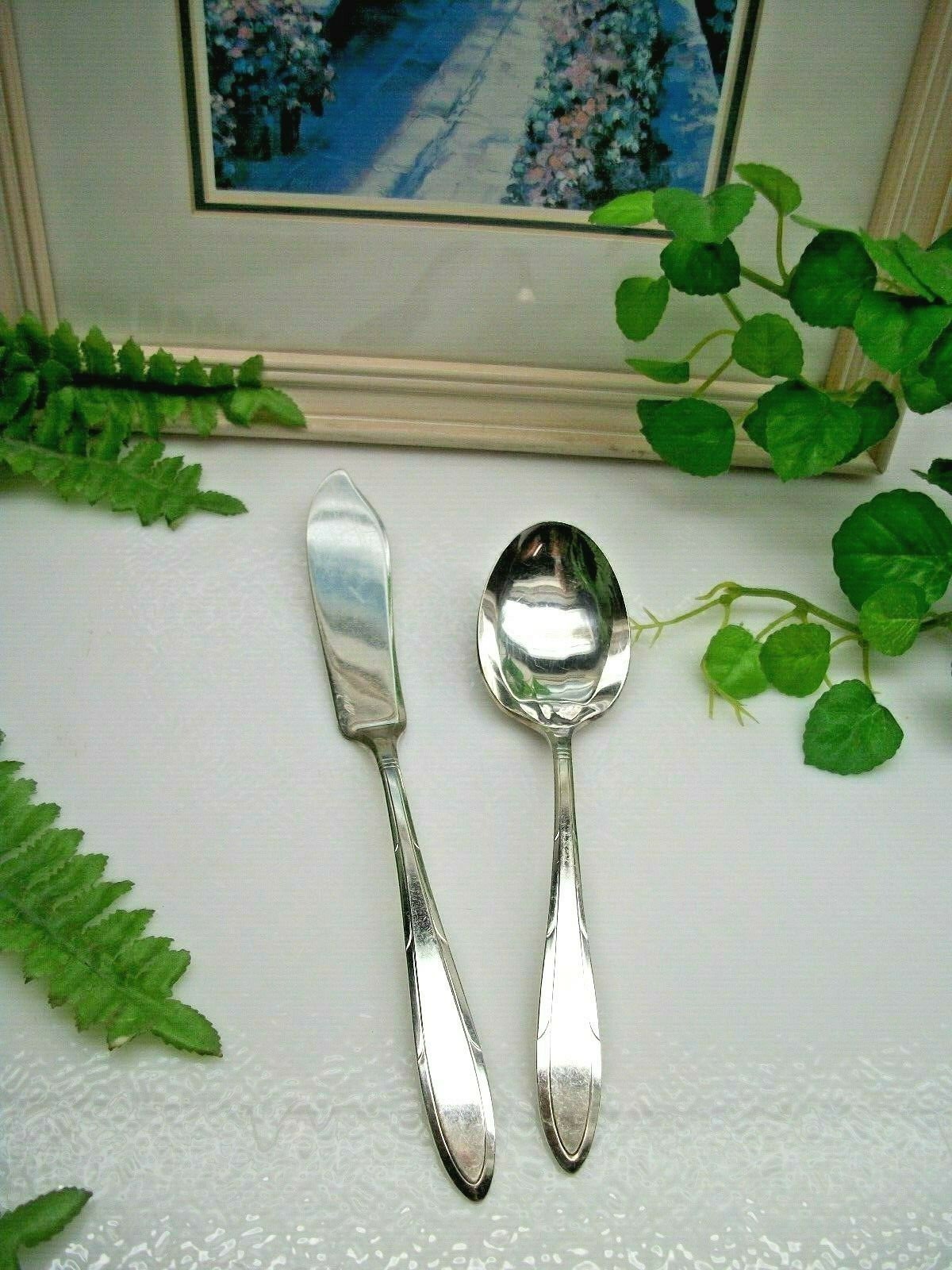 Oneida Silver Nobilty REVERIE Silverplate Master Butter Knife & Sugar Spoon 1937