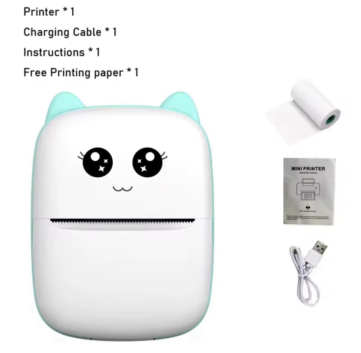 Mini Cat Thermal Printer Bluetooth – Photos, Labels, Notes – iOS/Android