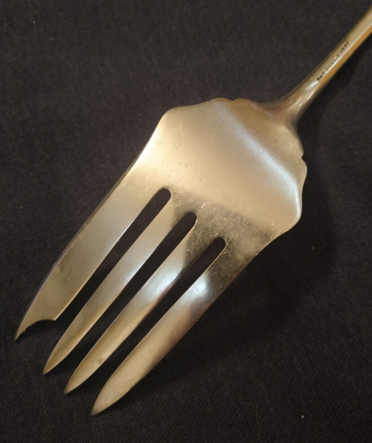 silverplated COLD MEAT (serving) FORK fancy beaded SHELL PATTERN Jarvis & Son