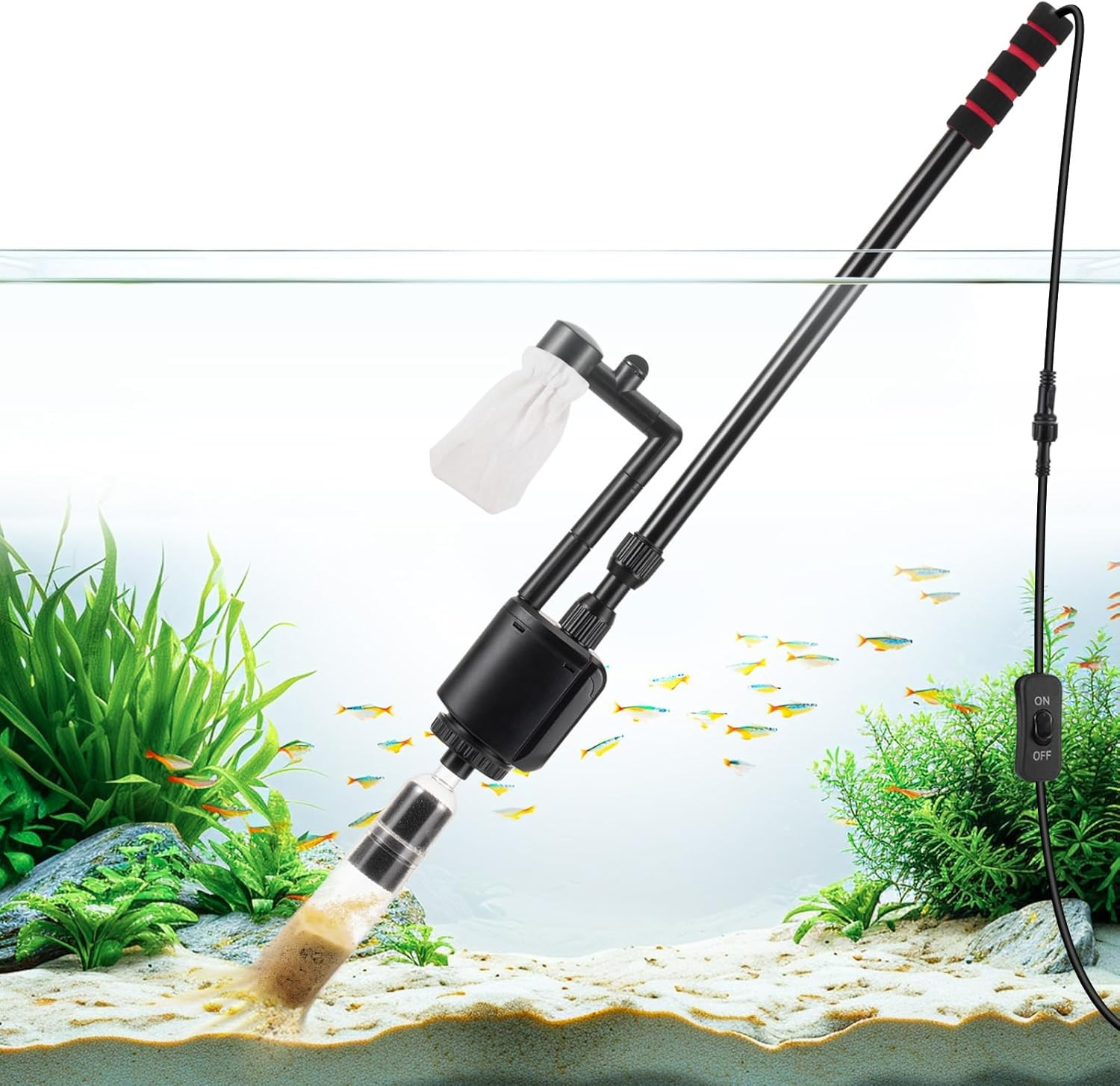 Aquarium Gravel Cleaner Kit, 6 in 1 Electric Fish Tank Vacuum Cleaning Tools Wat
