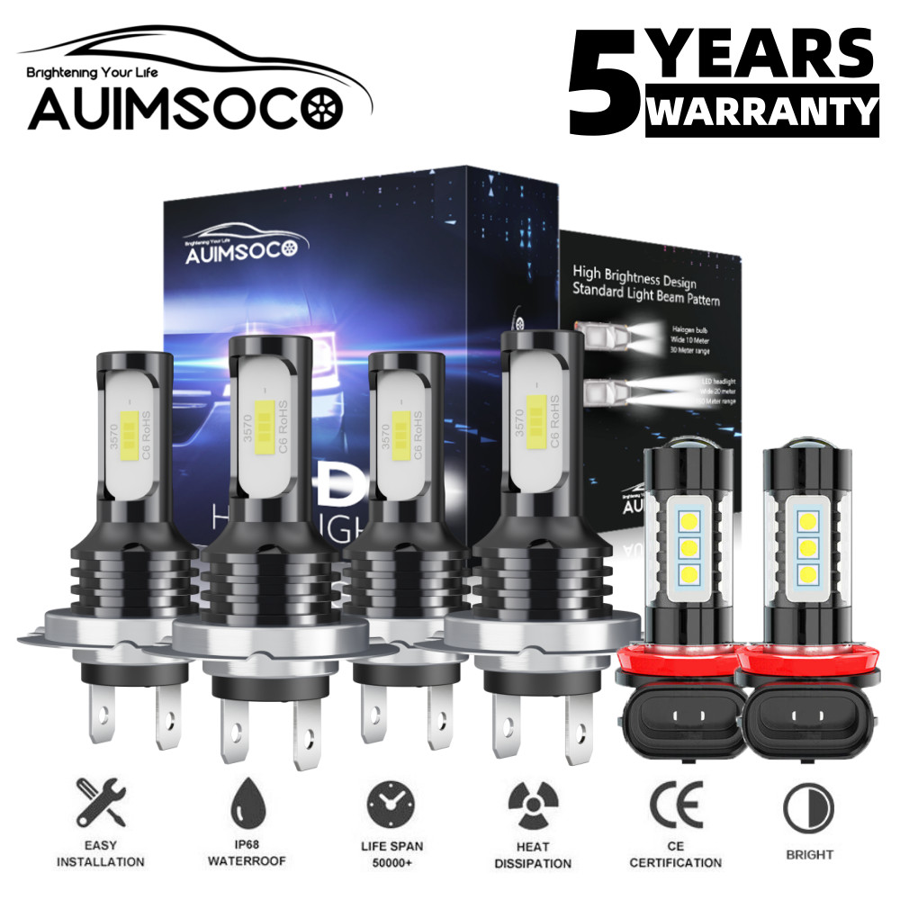 6x For Volkswagen Jetta 2007-2014 Combo LED Headlight High/Low + Fog Light Bulbs