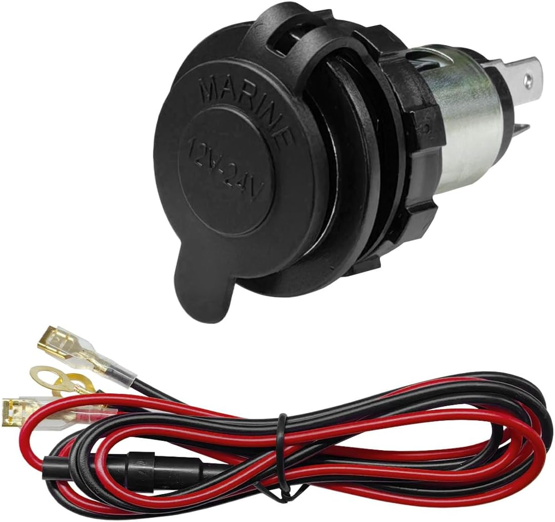 Cigarette Lighter Socket, DC 12V Car Power Outlet Socket Replacement, Waterproof