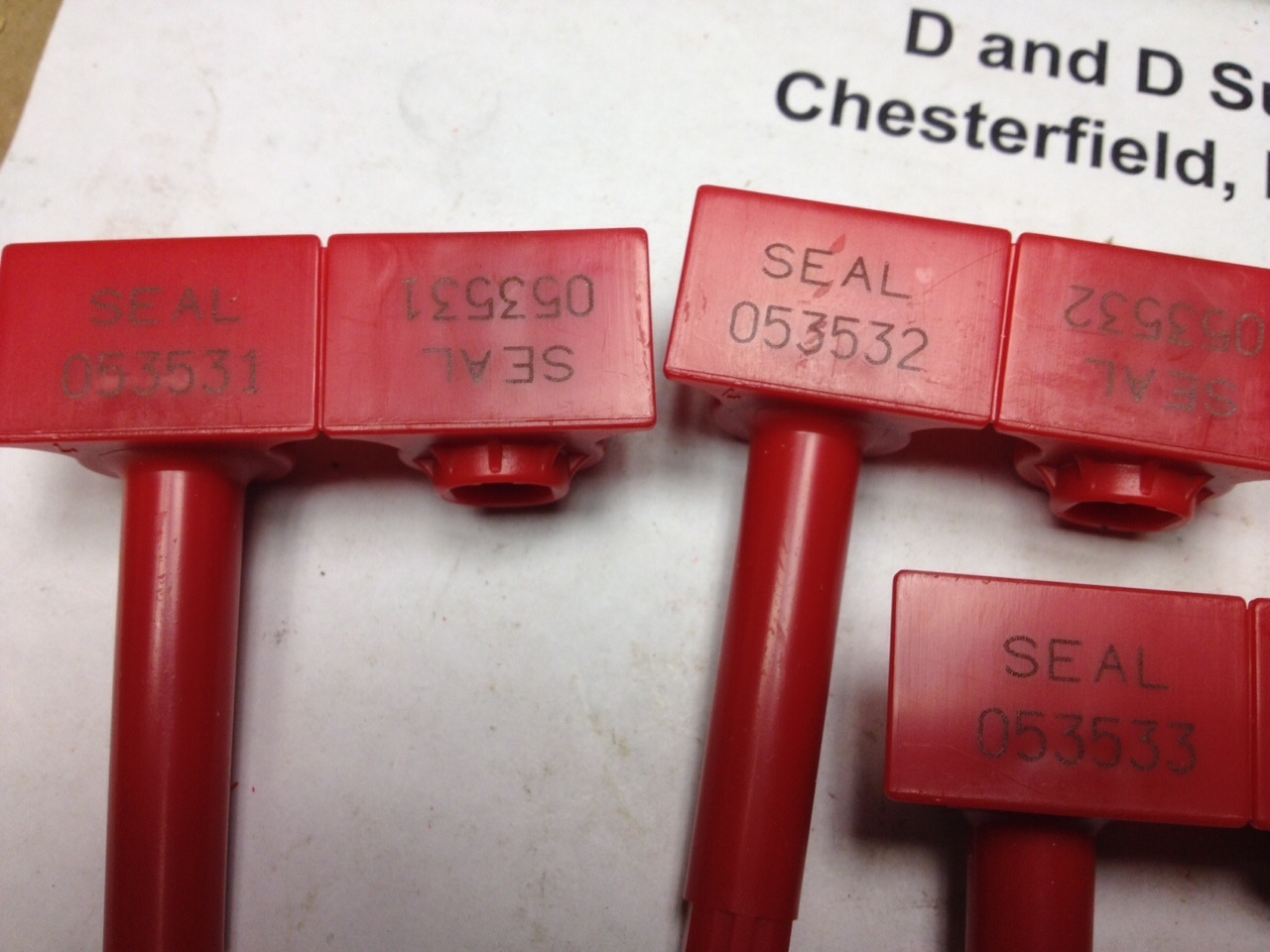 *** Lot of 5 ***, SnapTracker Bolt Seals, Red, CTPAT Compliant, Serialized