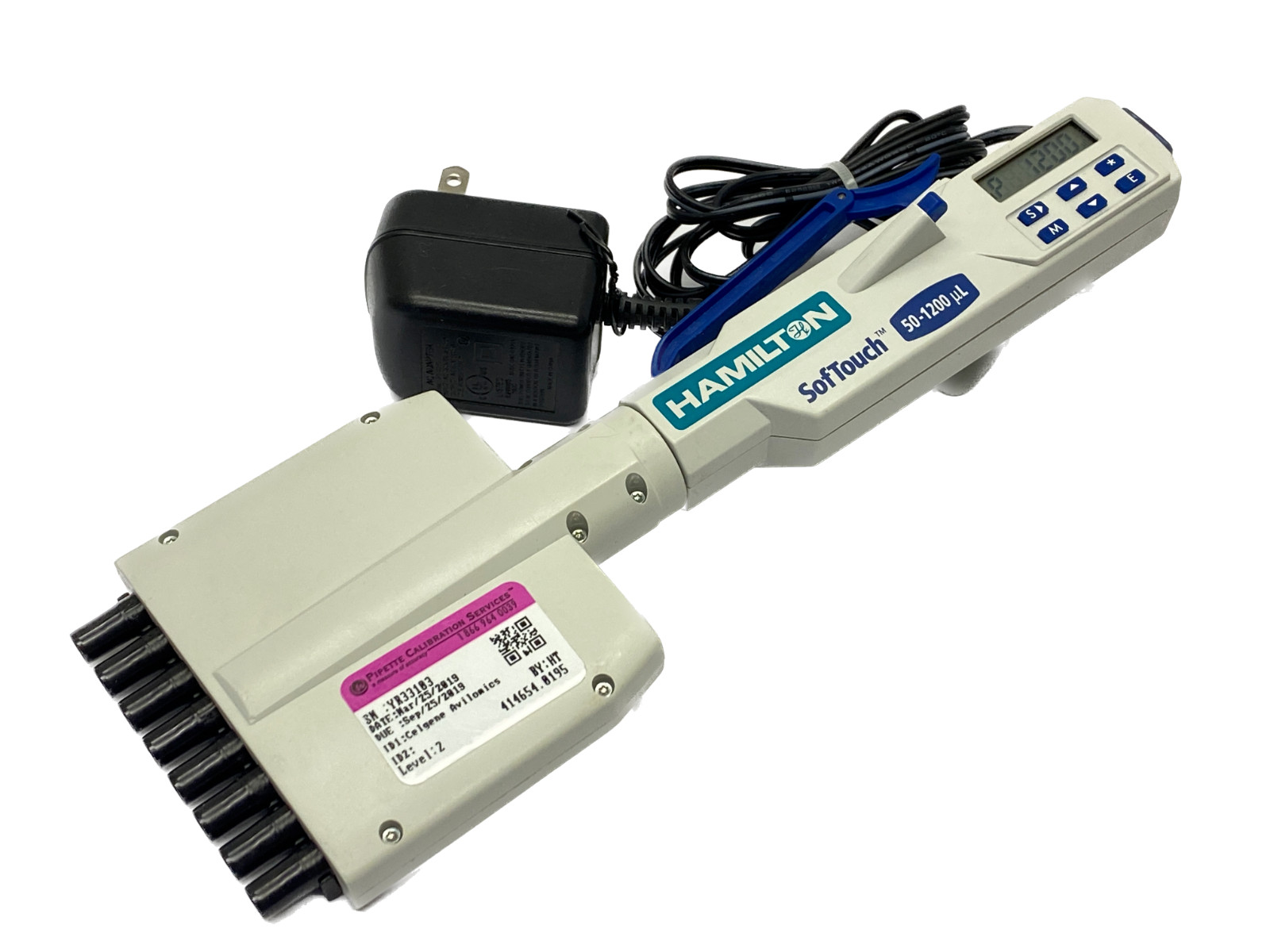Hamilton SofTouch 50-1200uL 8-Channel Electronic Automatic Pipette w/ Charger