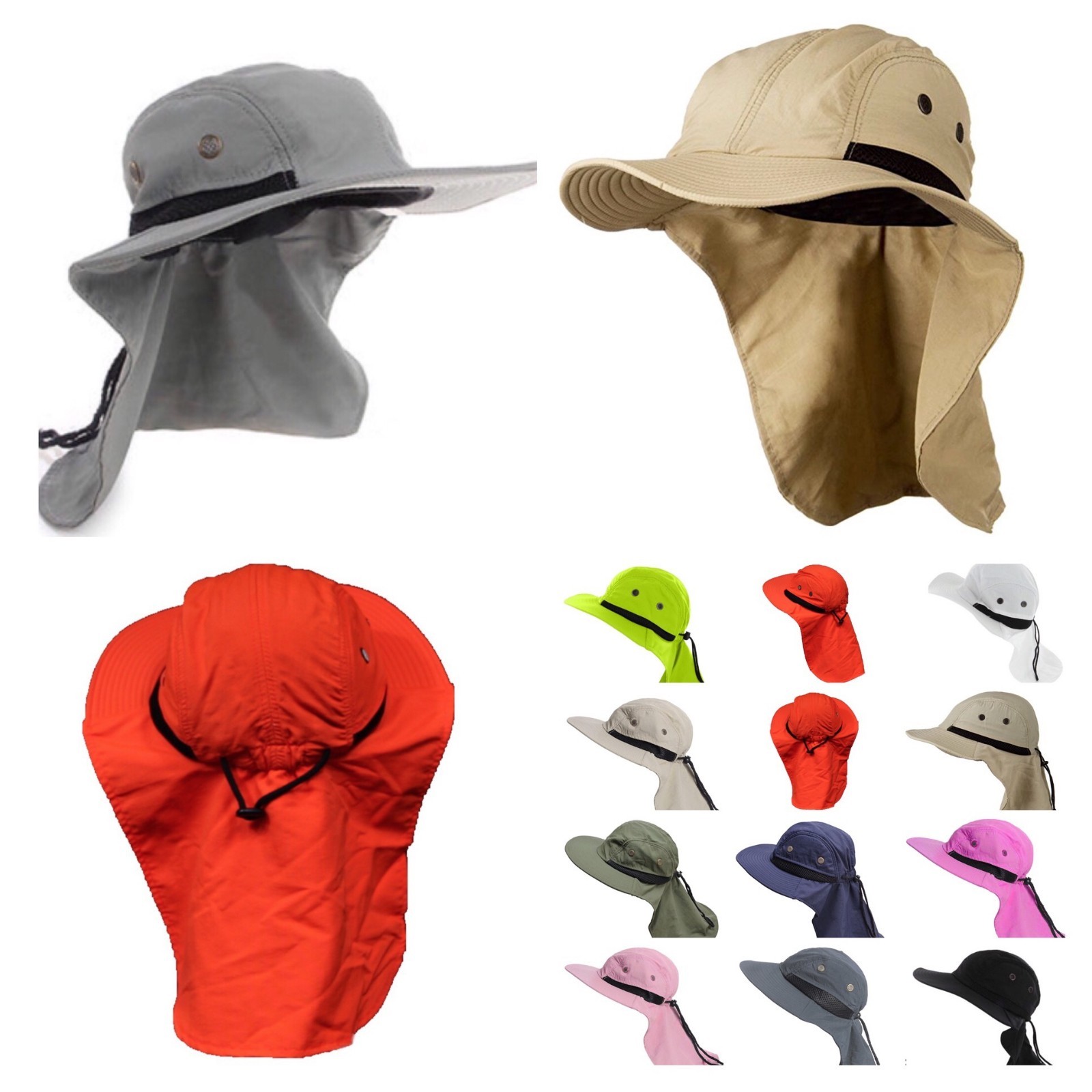 Shade Wide Brim Bonnie Snap Neck Cover Hat Fishing Hiking Garden Outdoor Roofing