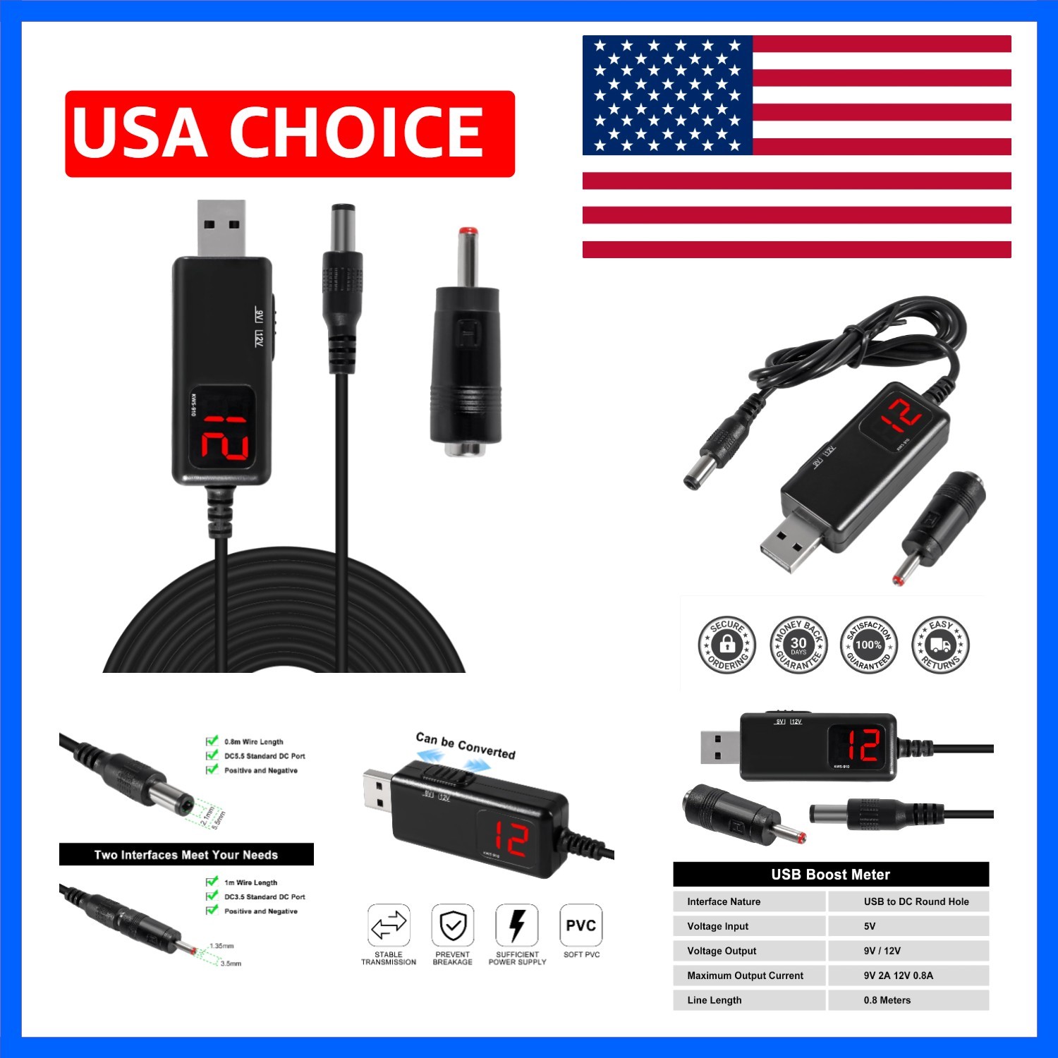5V to 9V 12V Step Up USB Boost Converter DC 5V Boost to 9V 12V USB Step-up Ca...
