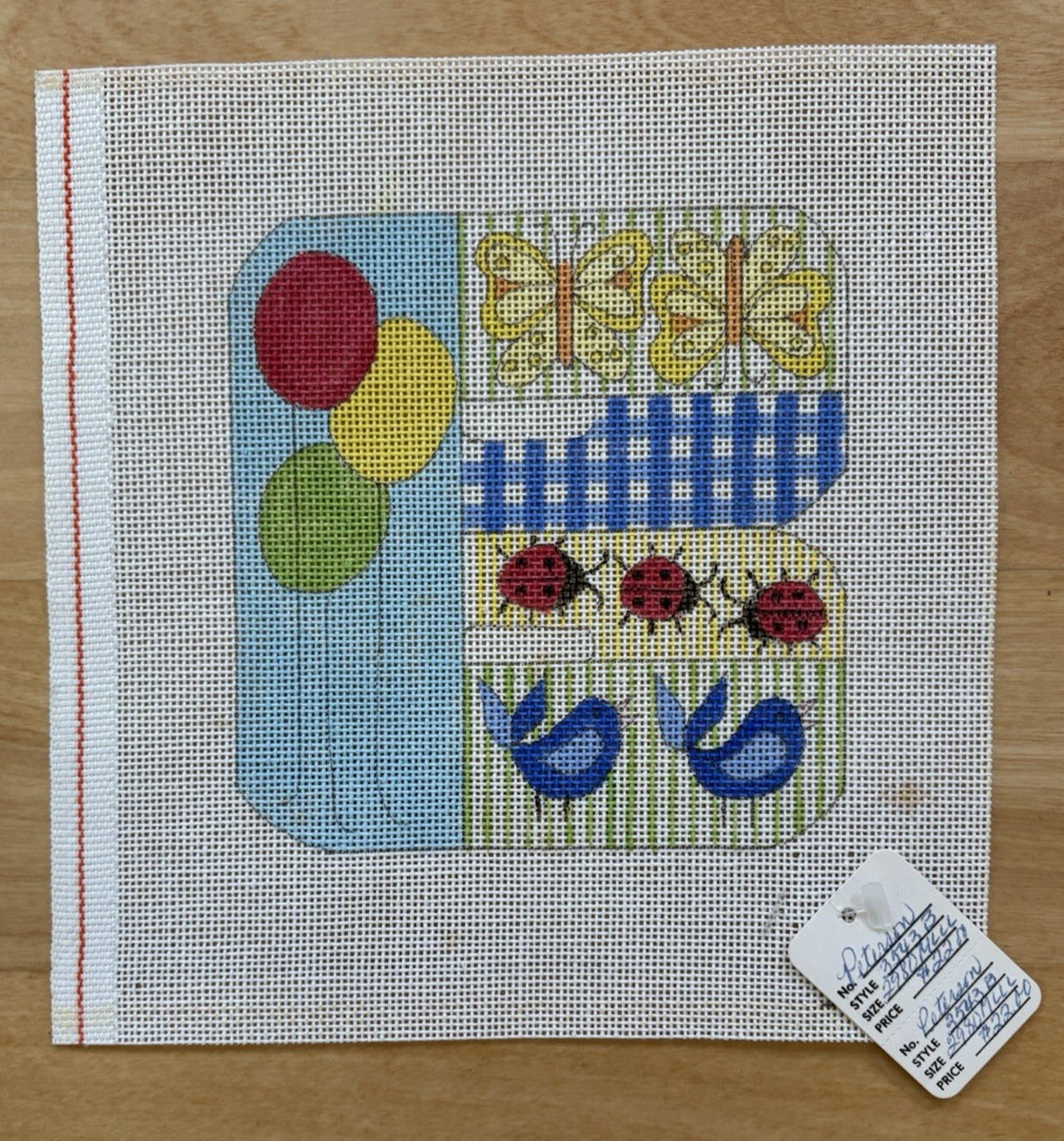 Alice Peterson Children's Alphabet Initial B Handpainted Needlepoint Canvas VTG