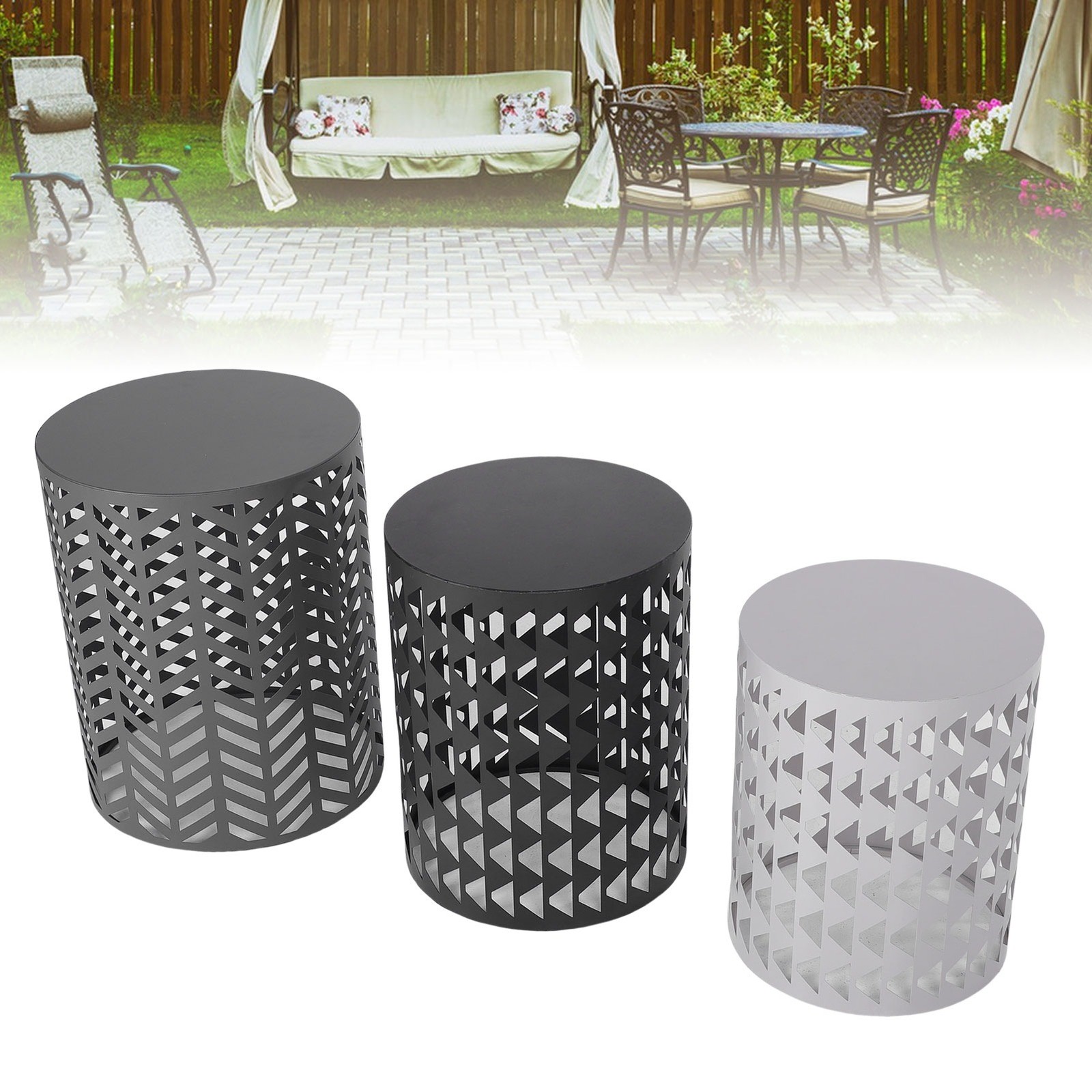 Terrace Stool Set Durable Decorative Garden Stool Trio for Outdoor Spaces 3PCS