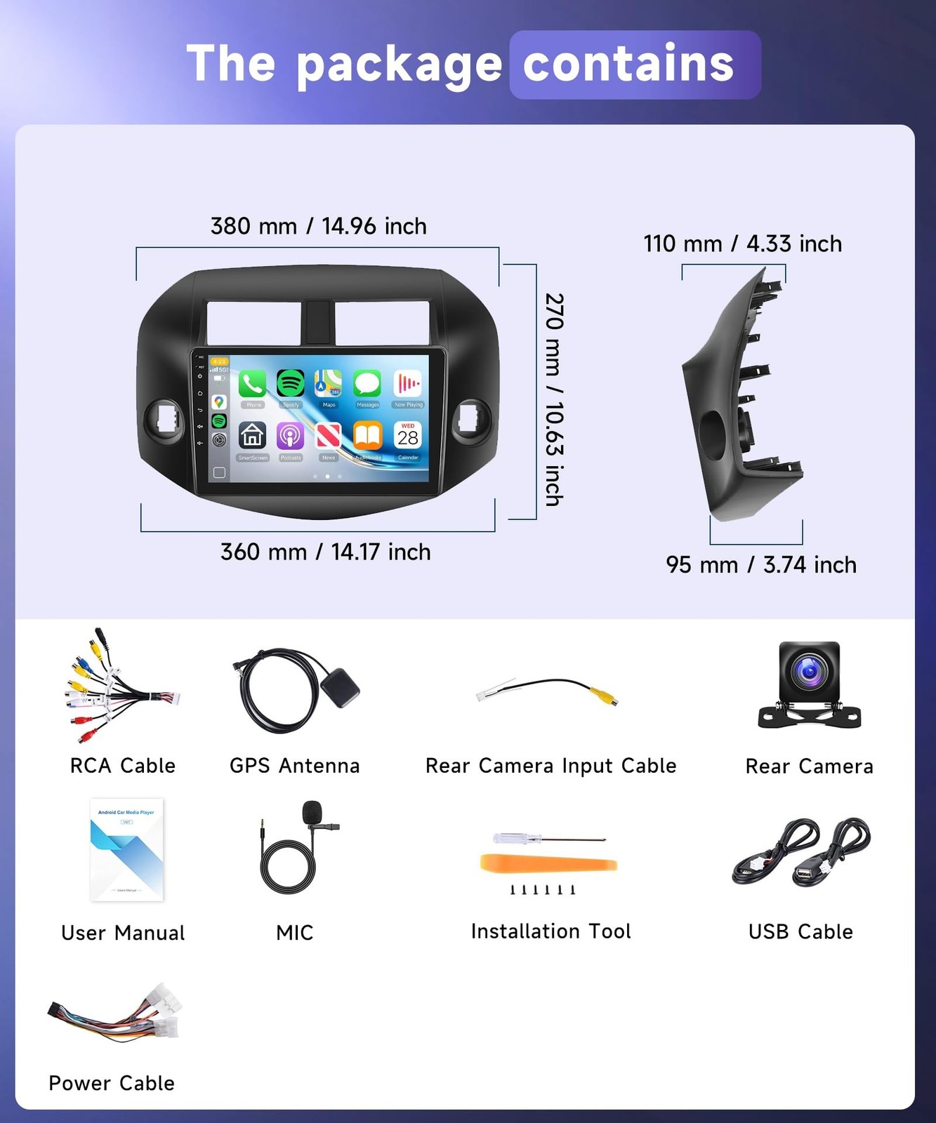 4G+64G Car Radio Stereo for Toyota RAV4 2007-2011, 10.1inch IPS Touch Screen/...