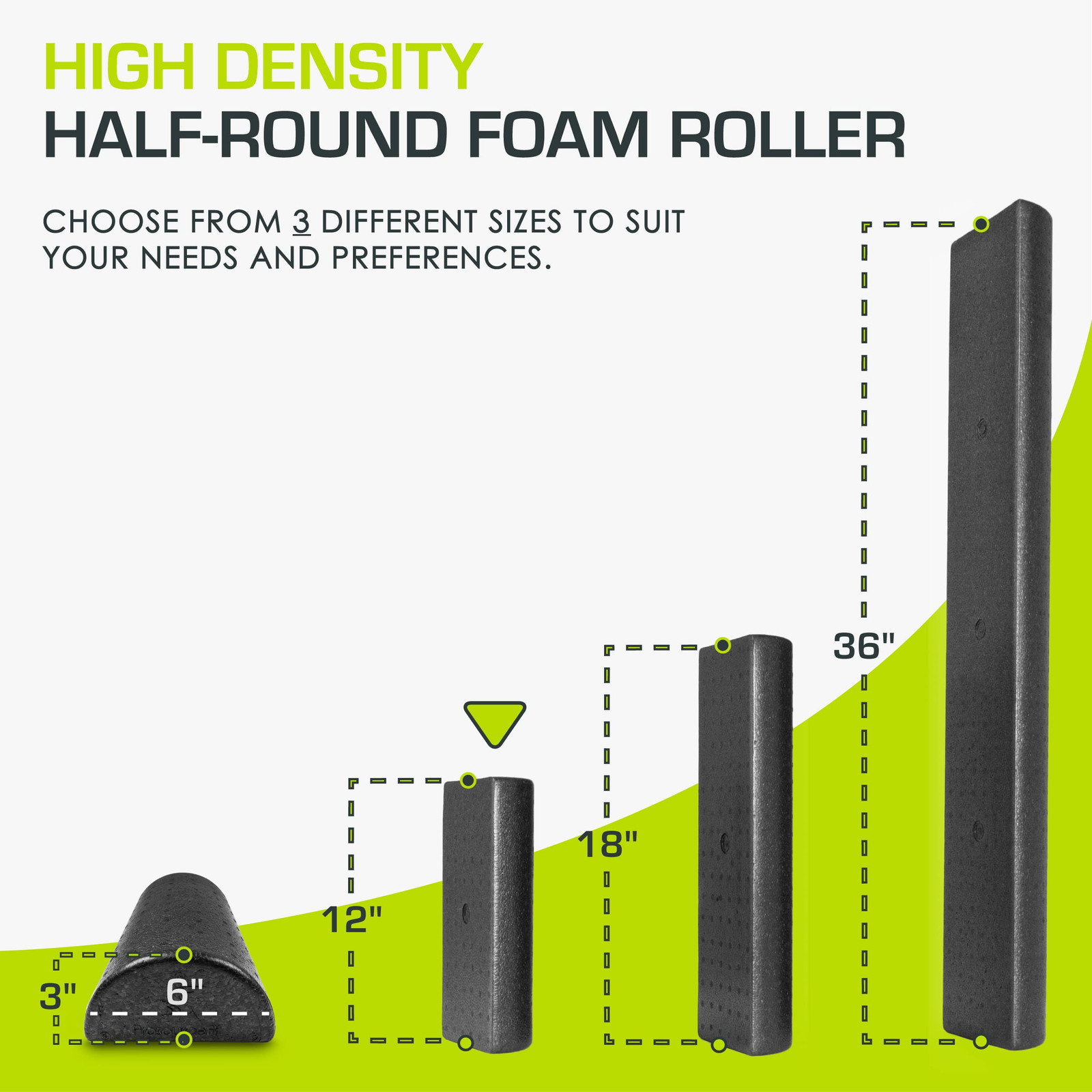 High Density Half Round Foam Roller 12 Inch Extra Support for Stretching Balance