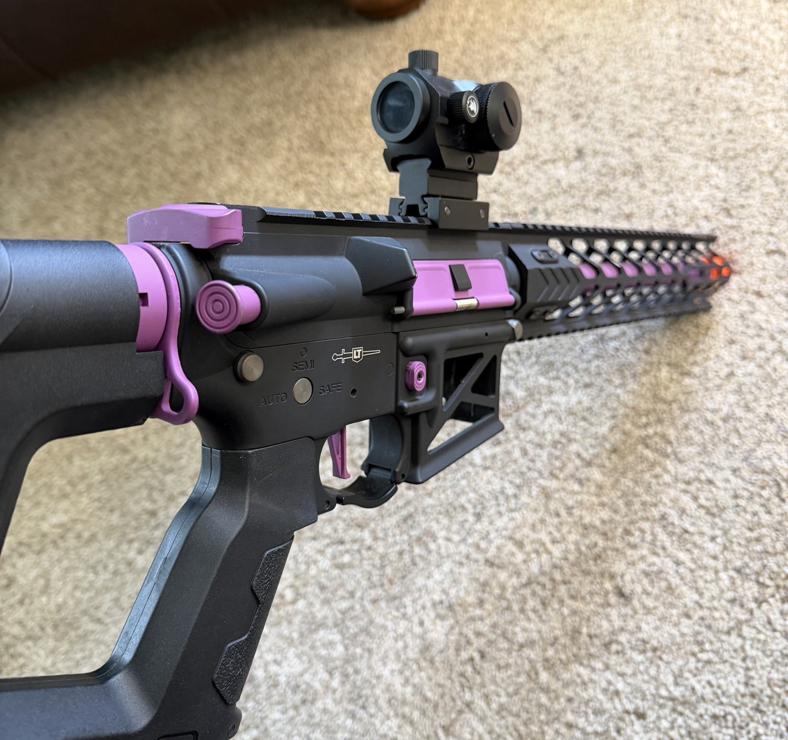 LANCER TACTICAL - Proline Enforcer Night Wing Skeleton Airsoft AEG Rifle -Purple