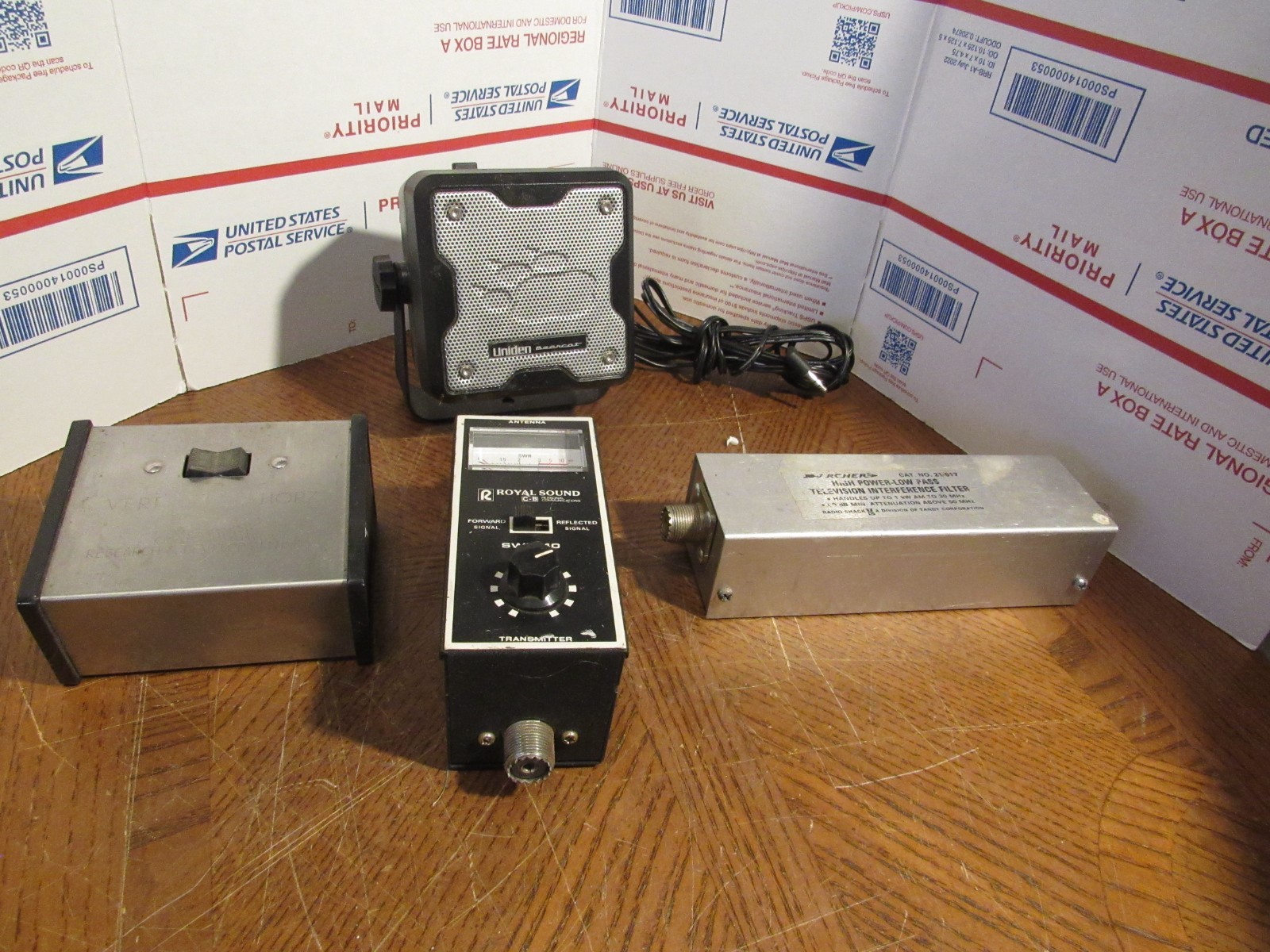 lot of 4 CB/ham Radios items swr meter/ filter /antenna switch/uniden speaker