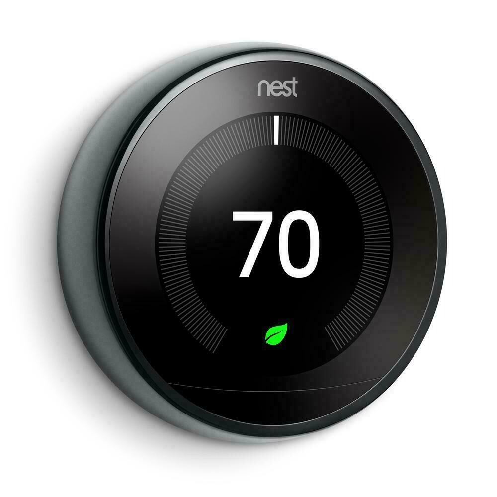 Google Nest T3018US 3rd Generation Programmable Thermostat w/Base- Mirror Black