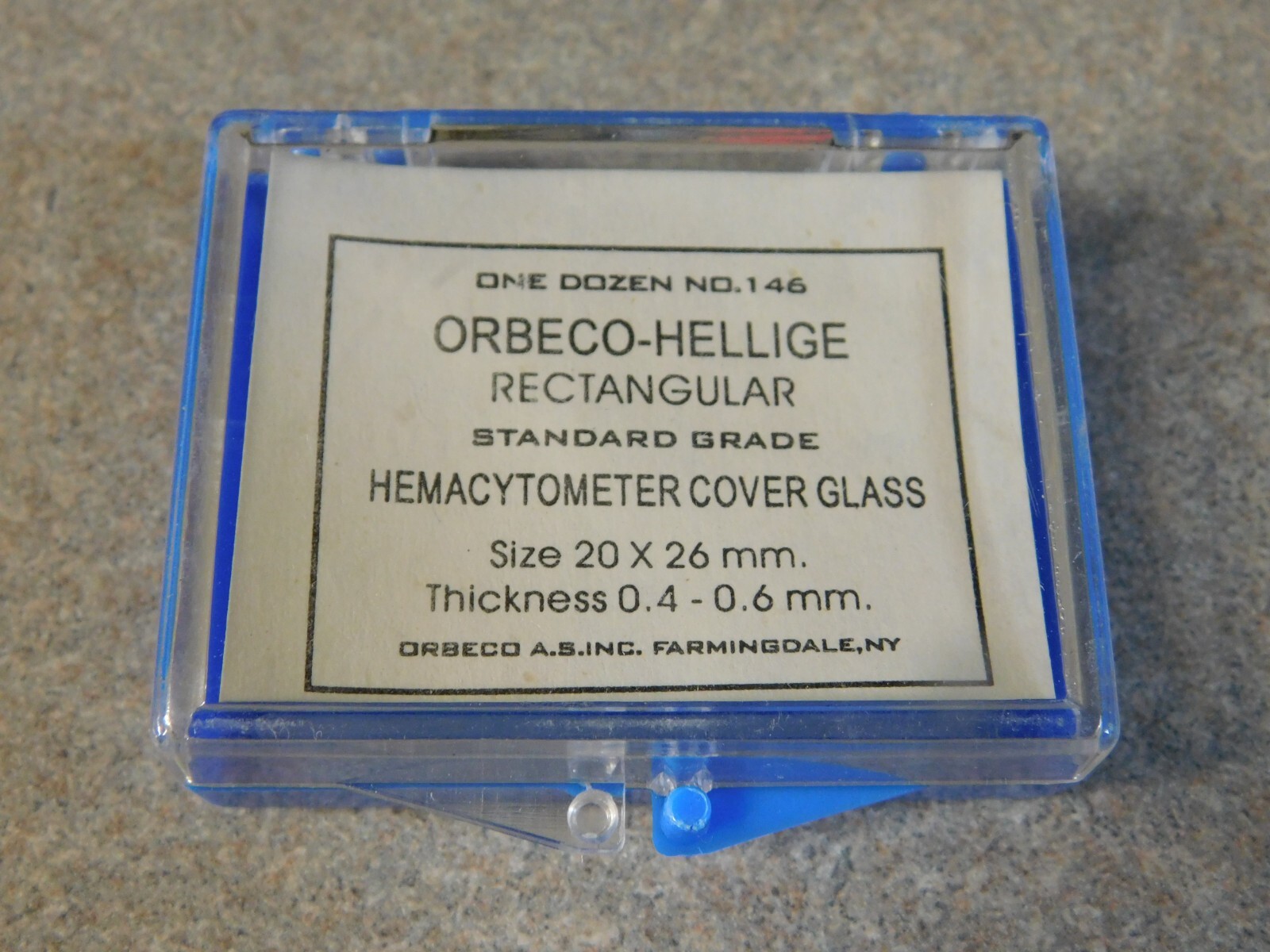 146 ORBECOHELLIGE RECTANGULAR SIZE 20X26 .4-6MM Hemacytometer Cover Glass QTY 12