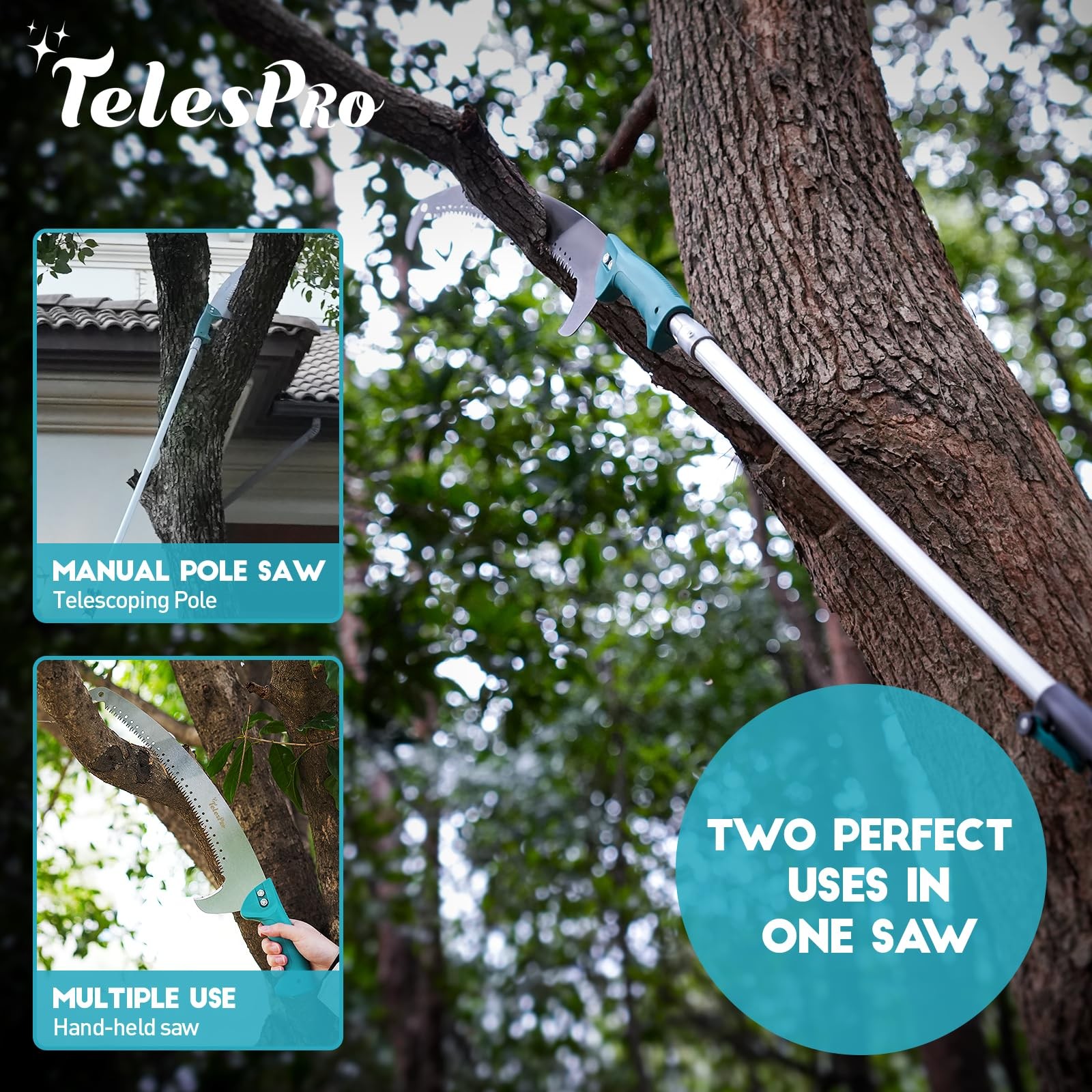 Extendable Tree Trimmer Manual Pole Saw 5-12ft Telescoping Pruning Pole