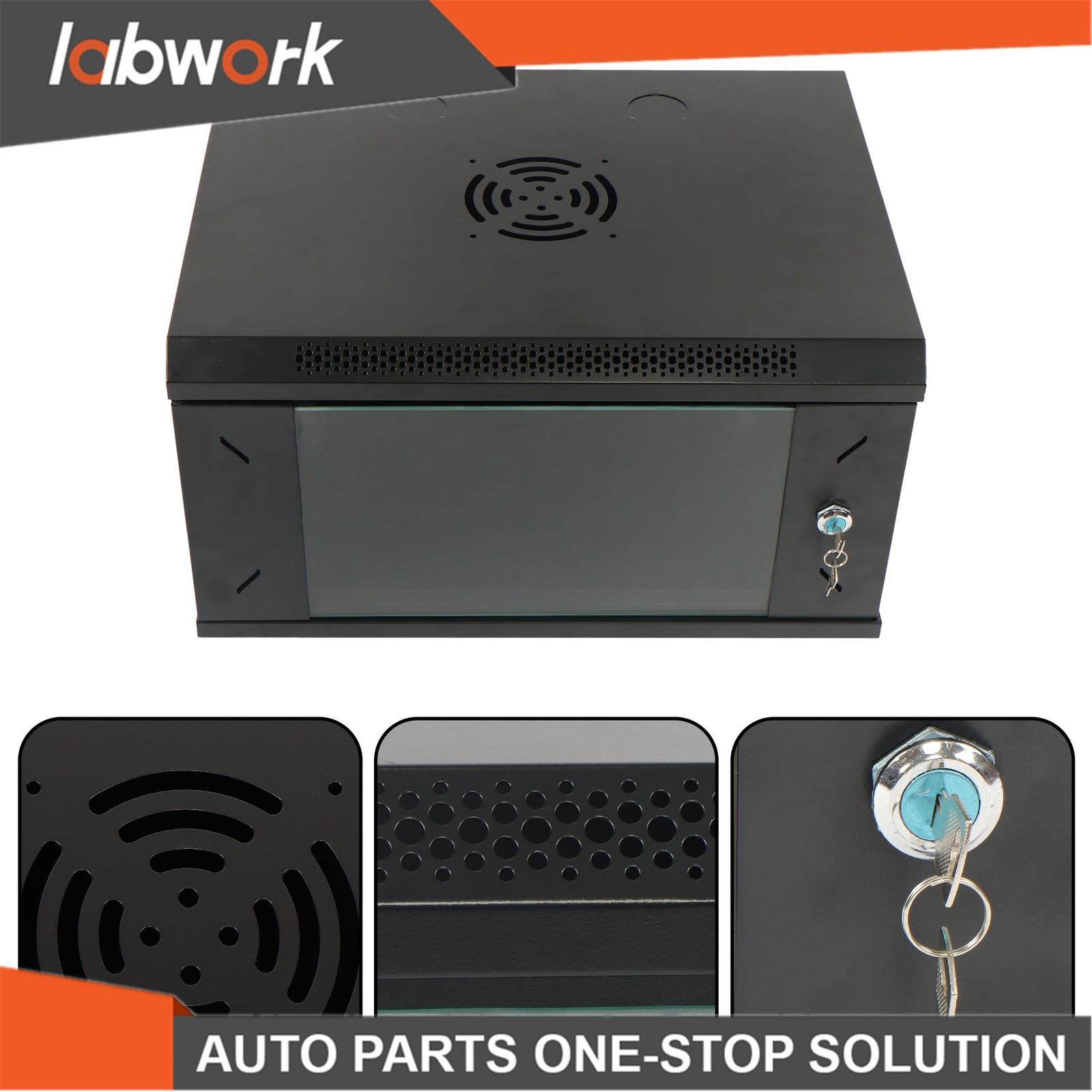 Labwork 6U Wall Network Cabinet w/ Locking Tempered Glass Door & 15.5" Depth