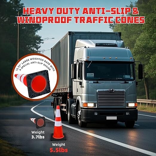 Safety Cones 8 PCS 28'' Collapsible Traffic Cones W Reflective Collars