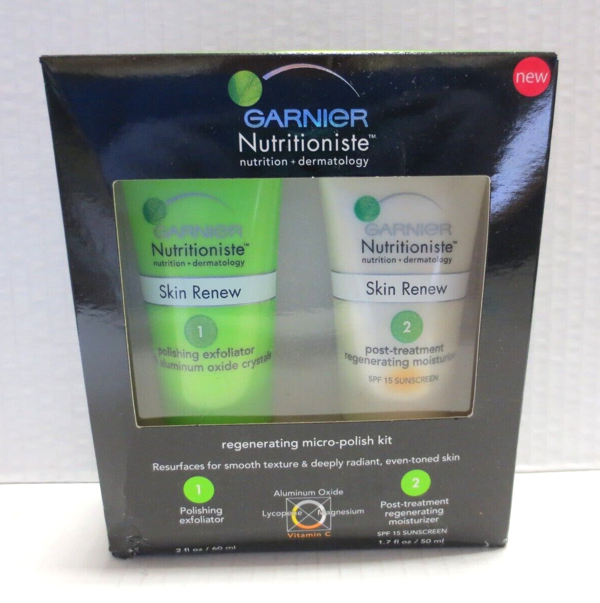 GARNIER NUTRITIONISTE REGENERATING MICRO POLISH KIT EXFOLIATOR & MOISTURIZER NWB