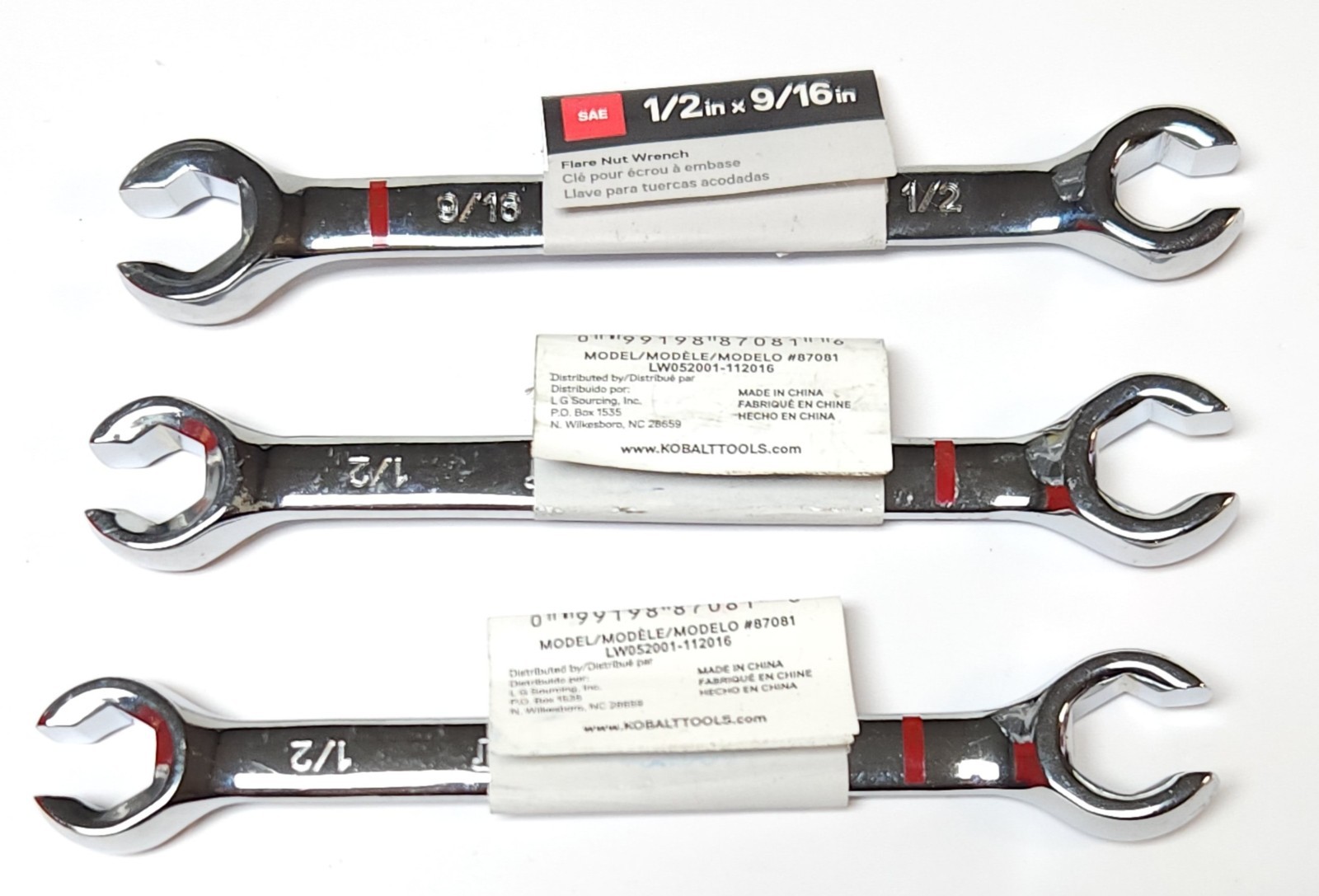 LOT OF 3 KOBLAT 0516046 Flare Nut Wrench SAE 1/2" x 9/16" 515046