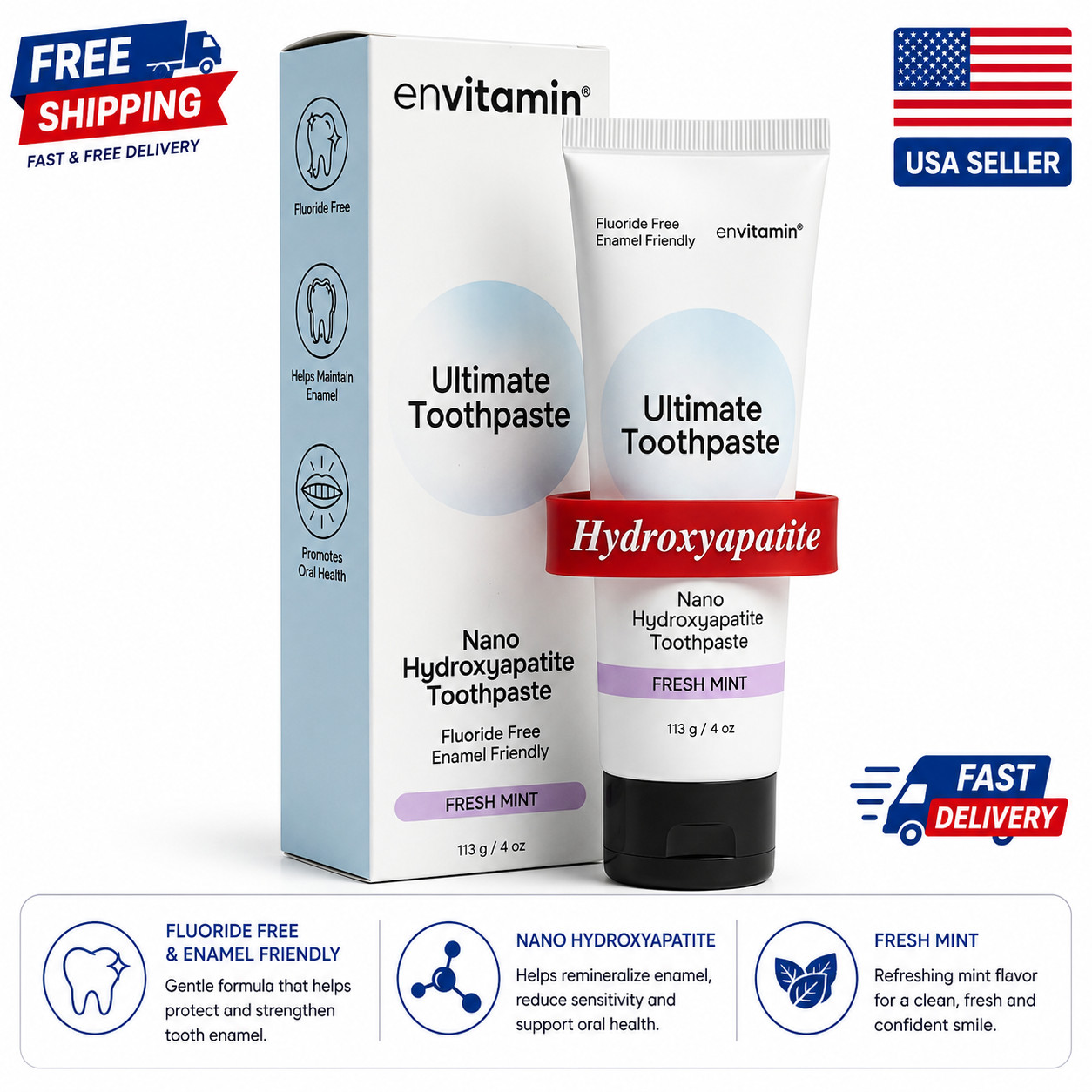 Envitamin Fluoride Free Nano Hydroxyapatite Ultimate Toothpaste for Remineralizi