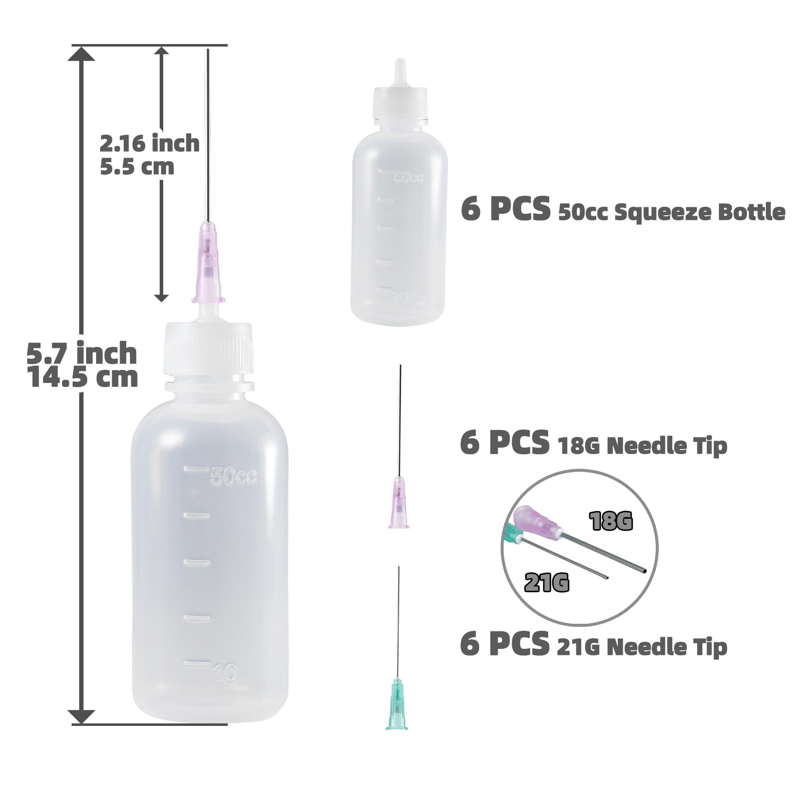 6 Pack Needle Tip Squeeze Bottle 50mL,Precision Gun Oil Bottle, Needle Oiler