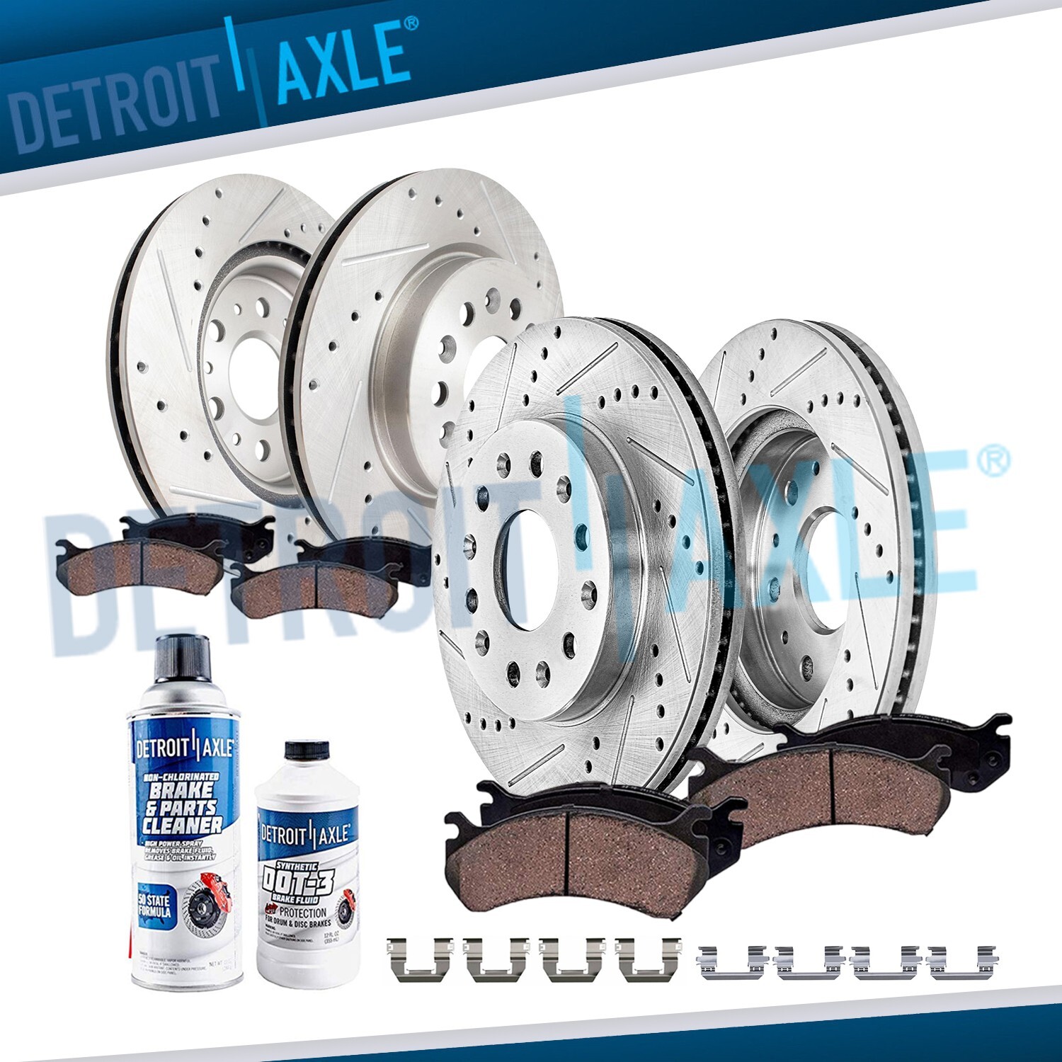 10pc Front Rear Drilled Rotors Brake Pads for 2018-2020 GMC Acadia Buick Enclave