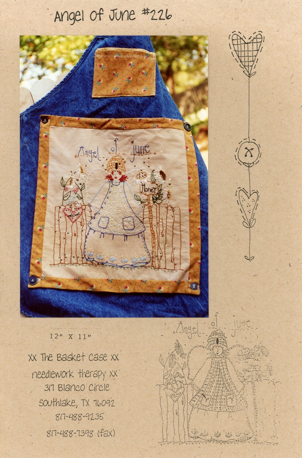 ANGEL OF JUNE #226 Needlework Embroidery Pattern by The Basket Case 12" x 11"
