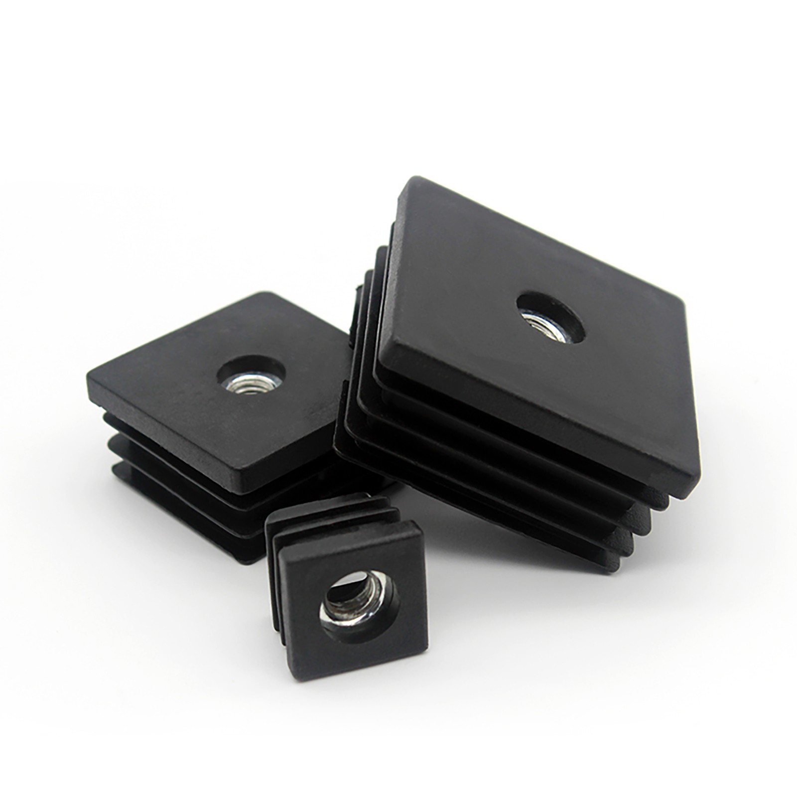 Square Plastic End Cap Blanking Plug Box Section M6 M8 M10 Threaded Tube Inserts