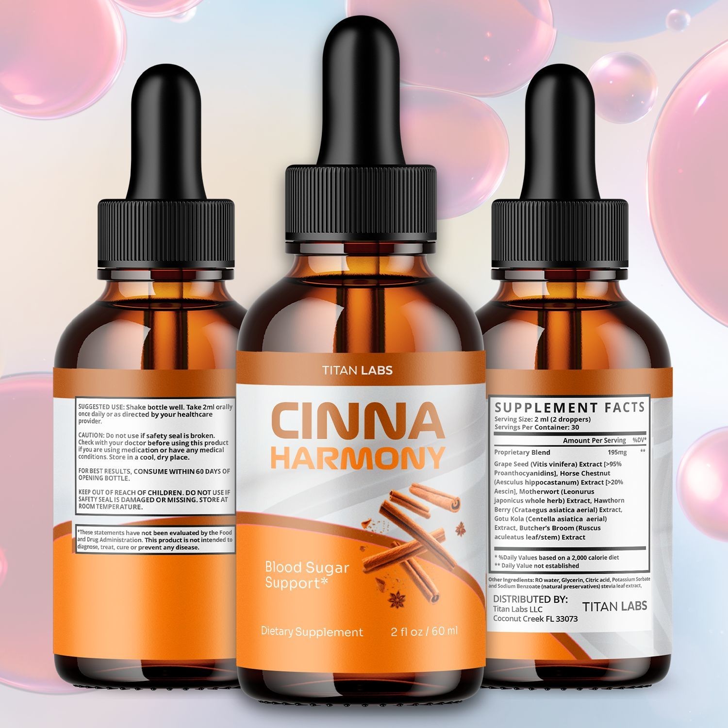 (1 Pack) Cinna Harmony Blood Support Drops CinnaHarmony Supplement 30 Servings