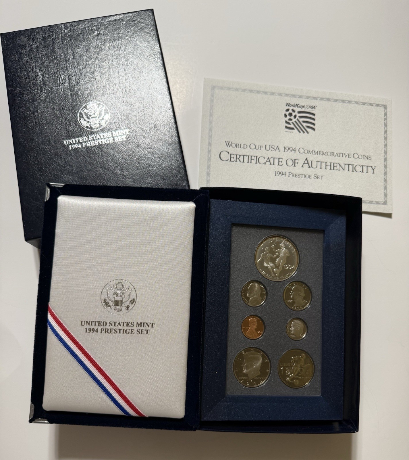 1994 US Mint Prestige Proof Set of 7 World Cup Coin 1st WORLD CUP COMMEMORATIVE