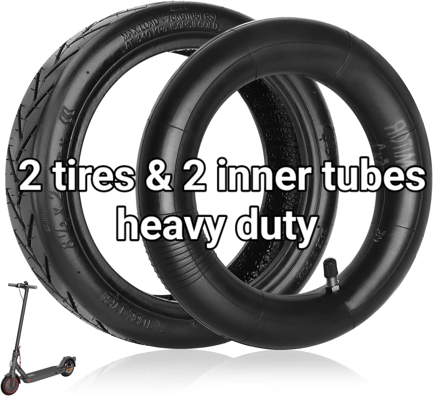 (2x)8.5 Inch Tire With Tube, 8 1/2 x2 Electric Scooter Replacement Tire And Tube