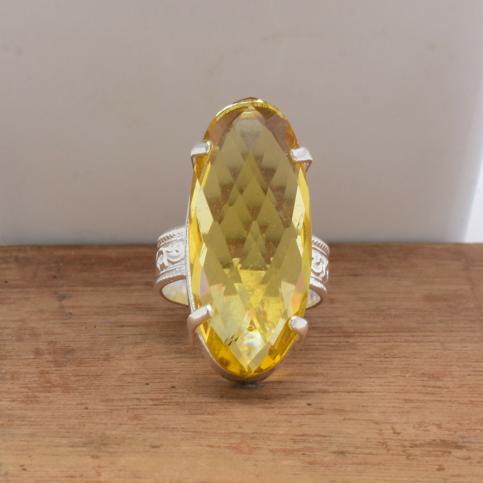 Valentine's Day Lemon Topaz Gemstone 925 Sterling Silver Handmade Ring All Size