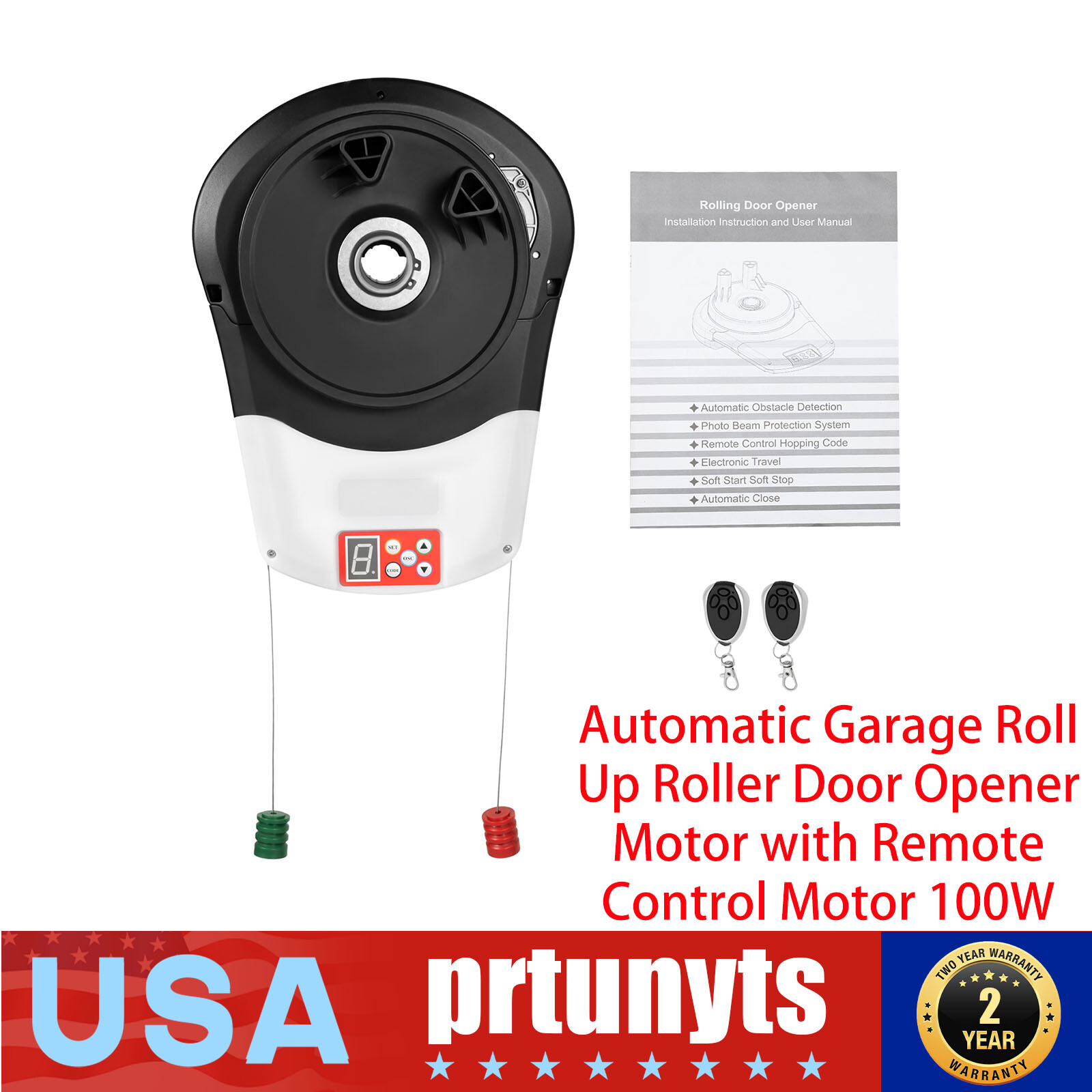 Automatic Garage Roll Up Roller Door Opener Motor with Remote Control Motor 100W