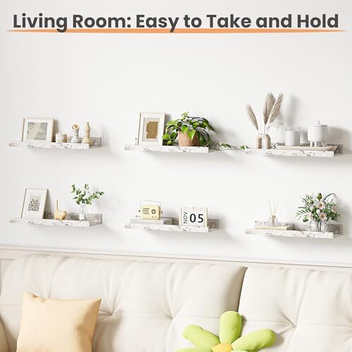 Floating Shelves for Wall, Wall Shelves for Decor Storage 15.7in Rustic White