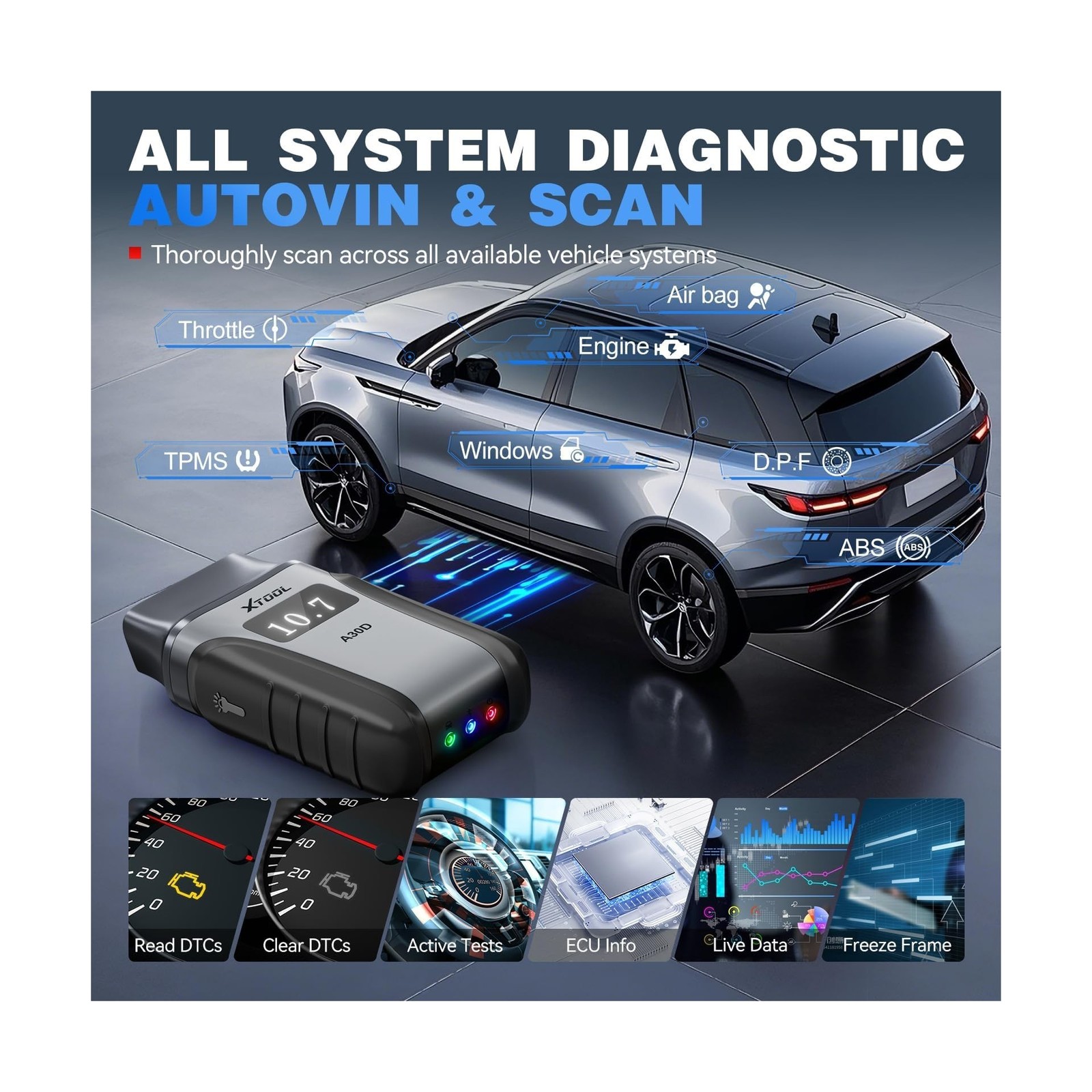 XTOOL Anyscan A30D OBD2 Scanner Diagnostic Tool - Bidirectional Scan Tool Wir...