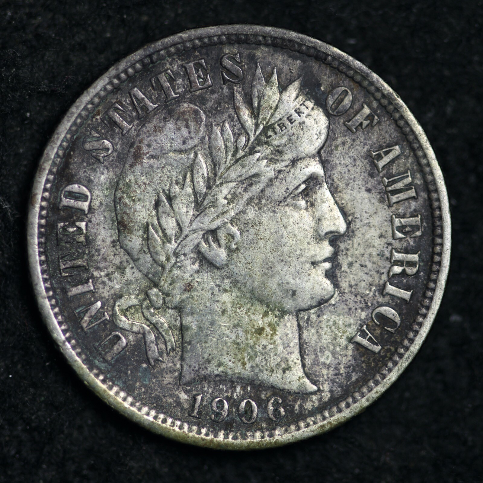 1906-S Barber Silver Dime CHOICE AU FREE SHIPPING E214 TCF