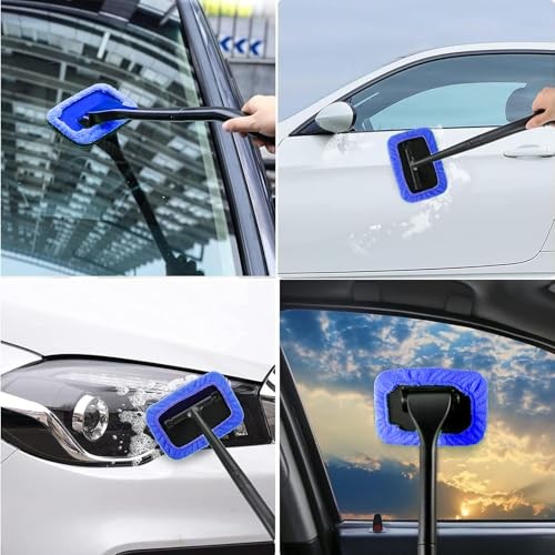 Car Windshield Cleaning Tool, Windshield Cleaner with 5 Washable and Blue